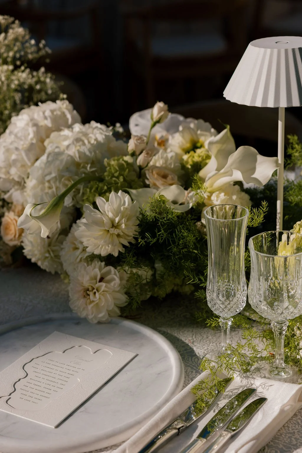 embossed wedding menu