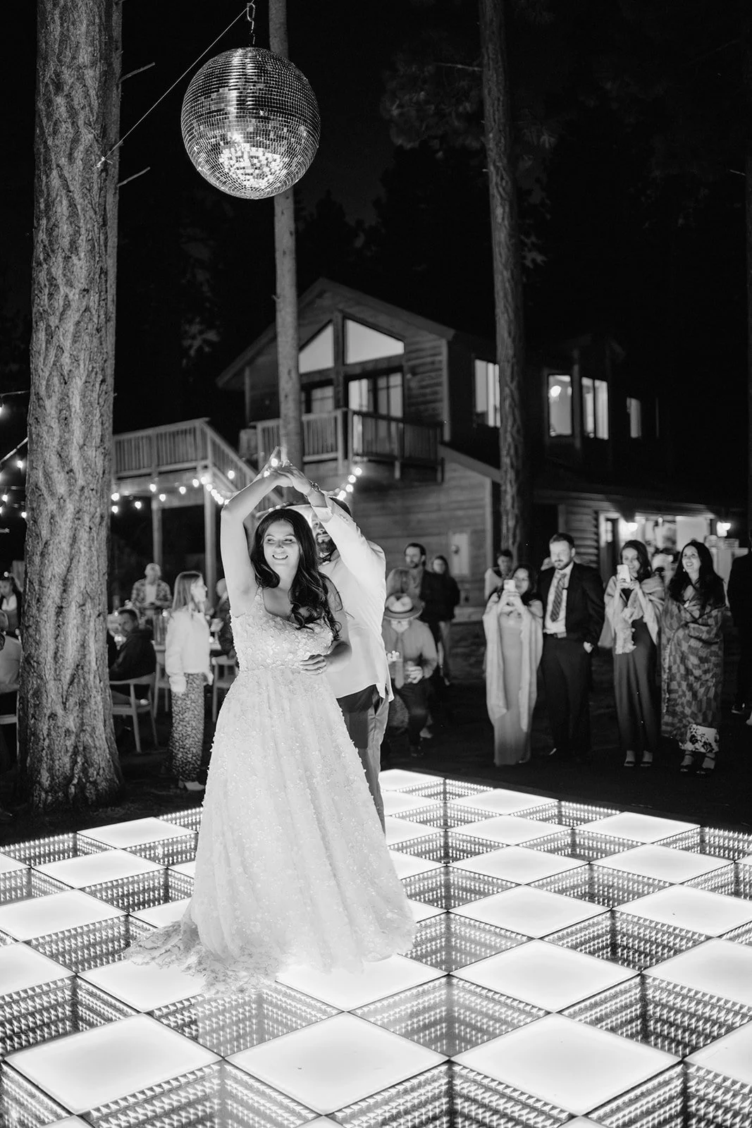 First dance at a wedding on an LED dance floor