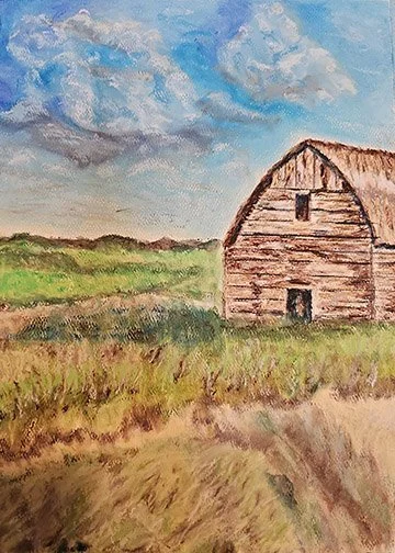 Lone Barn in Field