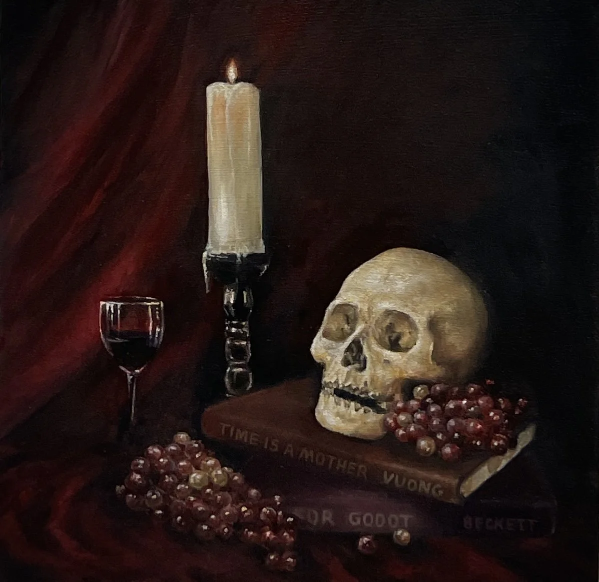 Spirits Chatter, 2025, oil on wood, 8" x 8"