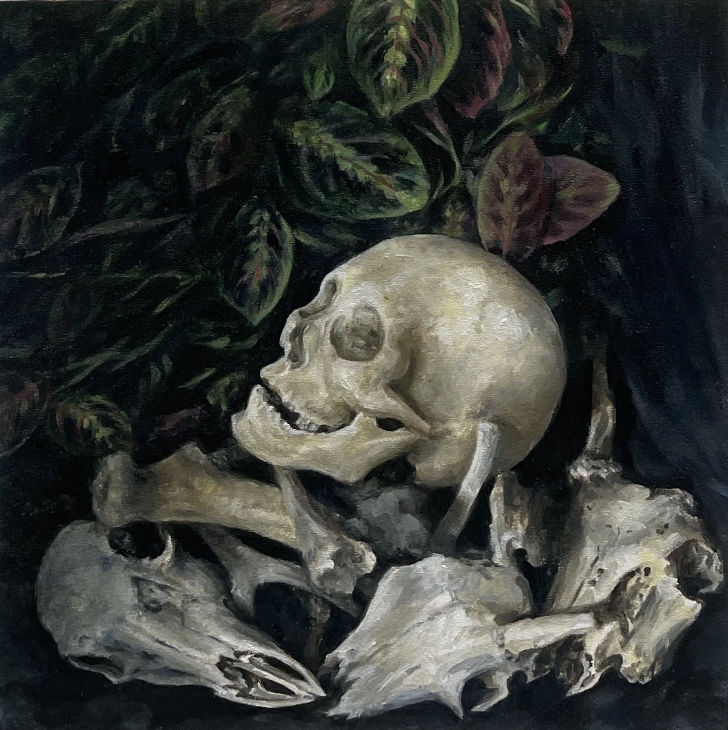 Omnia Mors Aequat, 2025, oil on wood, 8" x 8"