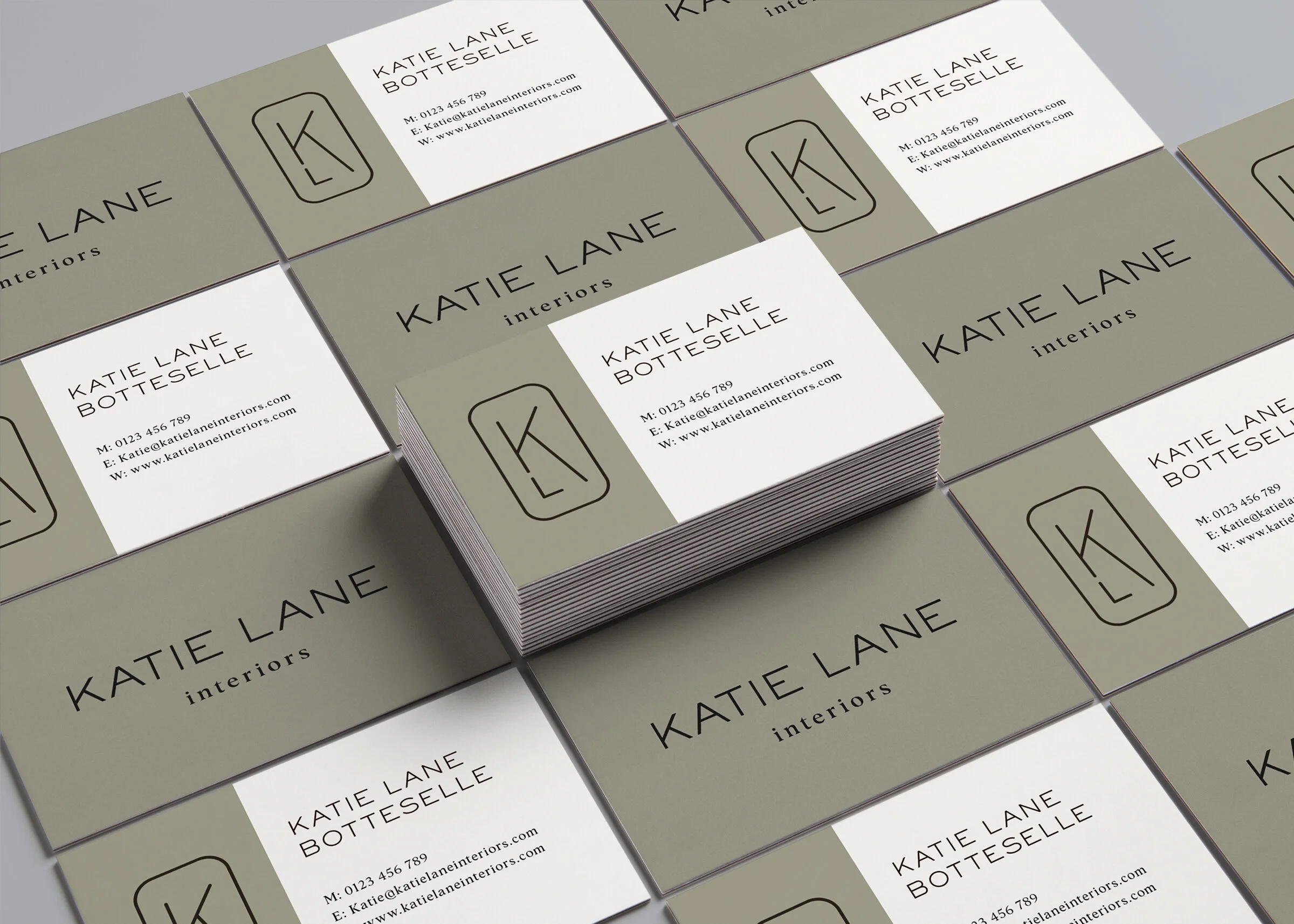 Business cards as part of branding for Katie Lane Interiors