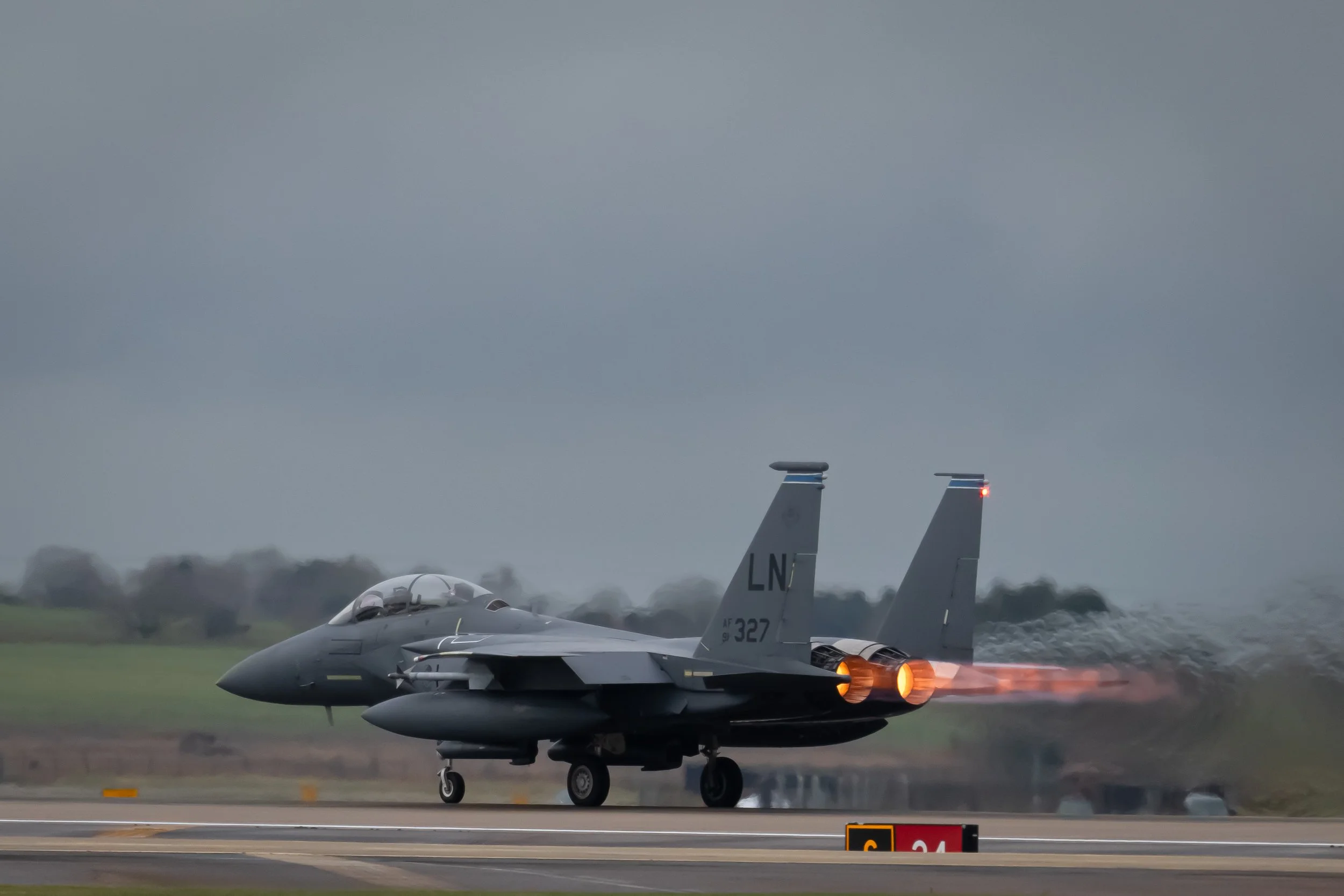 F-15E Strike Eagle at 'take off'. (Copyright 2024 © peterclaphamphotography) 
