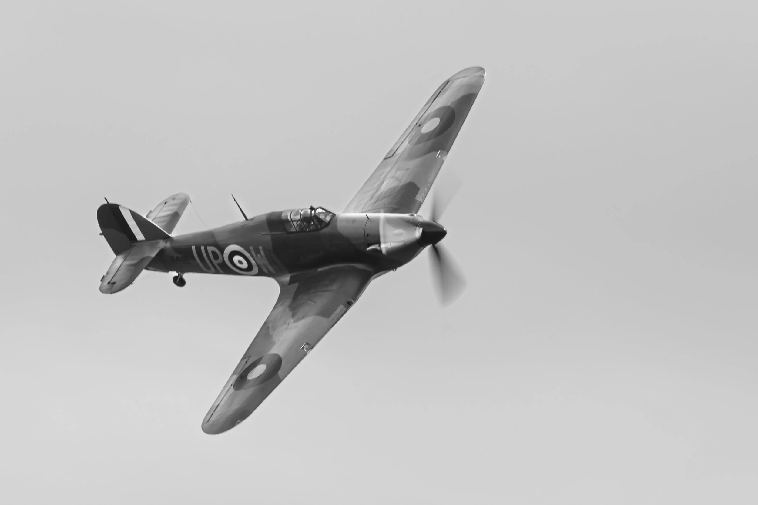 This Hawker Hurricane Mk1 R4118 is said to be the most historic fighter aircraft to have survived the war. It was delivered new to 605 (County of Warwick) Squadron at Drem on 17 August 1940. During the Battle of Britain it flew 49 sorties from Croydo