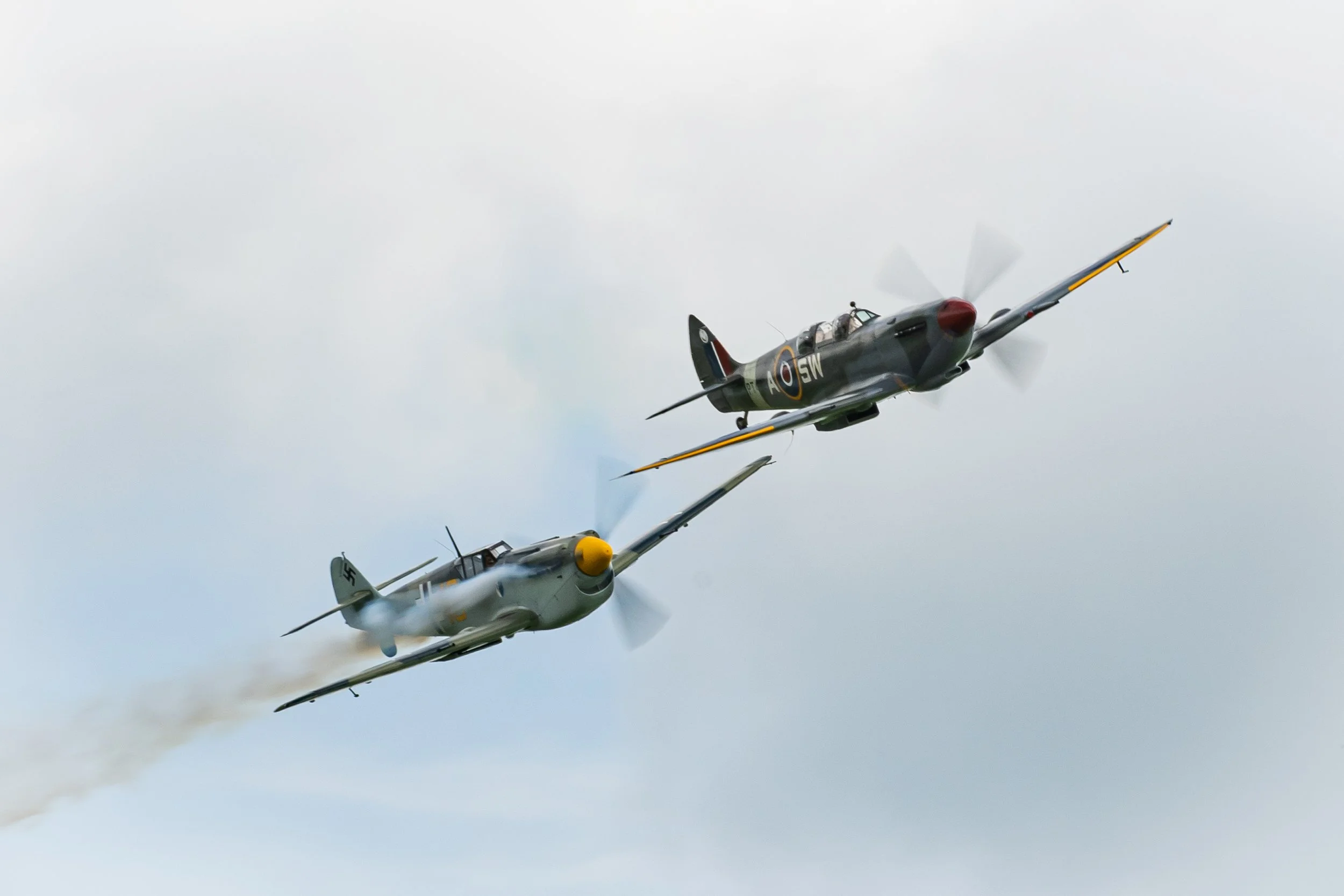Supermarine Spitfire PT462 (G-CTIX). Reenacting a dogfight with German opposition!  
(Copyright 2024 © peterclaphamphotography)