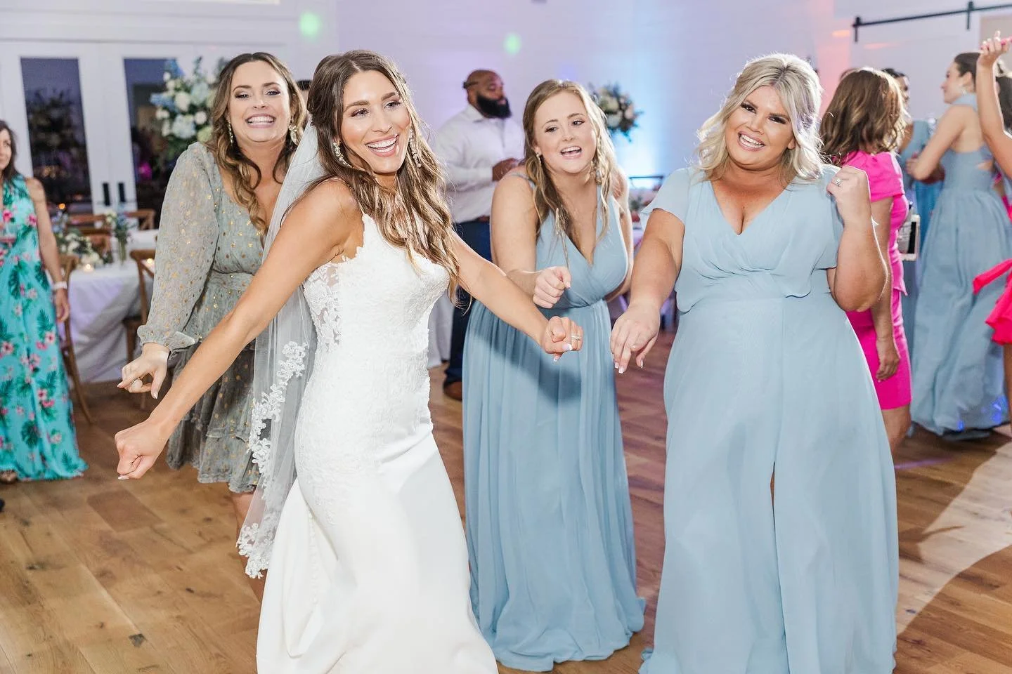 Charleston wedding DJ dance floor bride and bridesmaids dancing reception