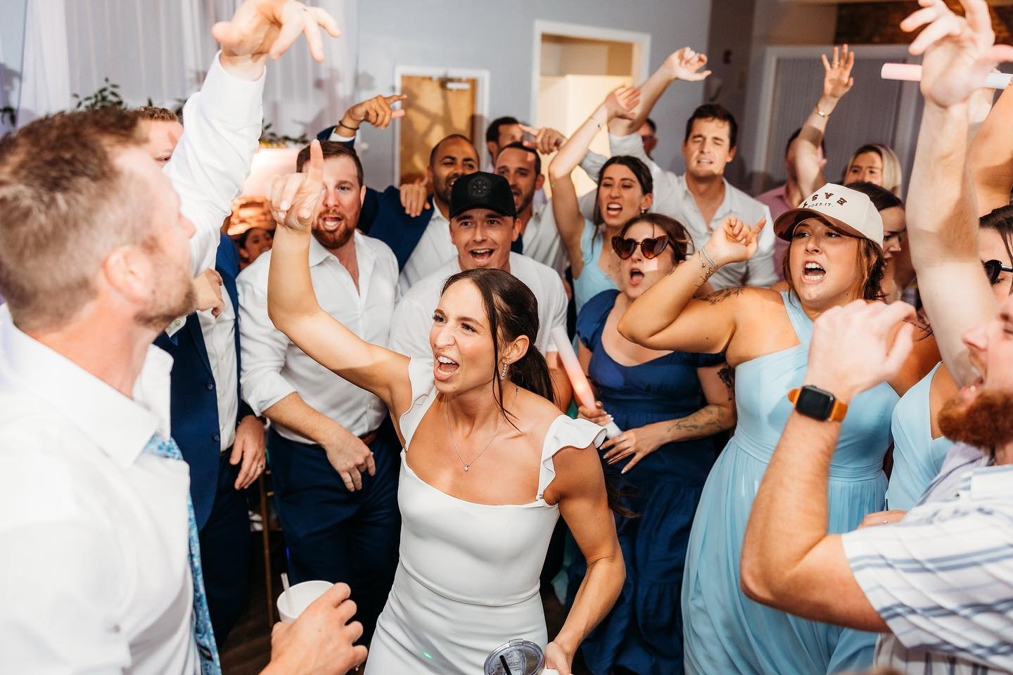 Myrtle Beach wedding DJ packed dance floor with photo booth