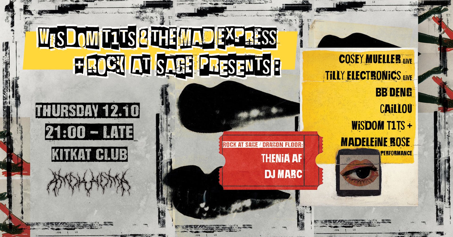 « Wisdom Tits & The Mad Express + Rock At Sage presents: Cosey Mueller, Tilly Electronics & more »