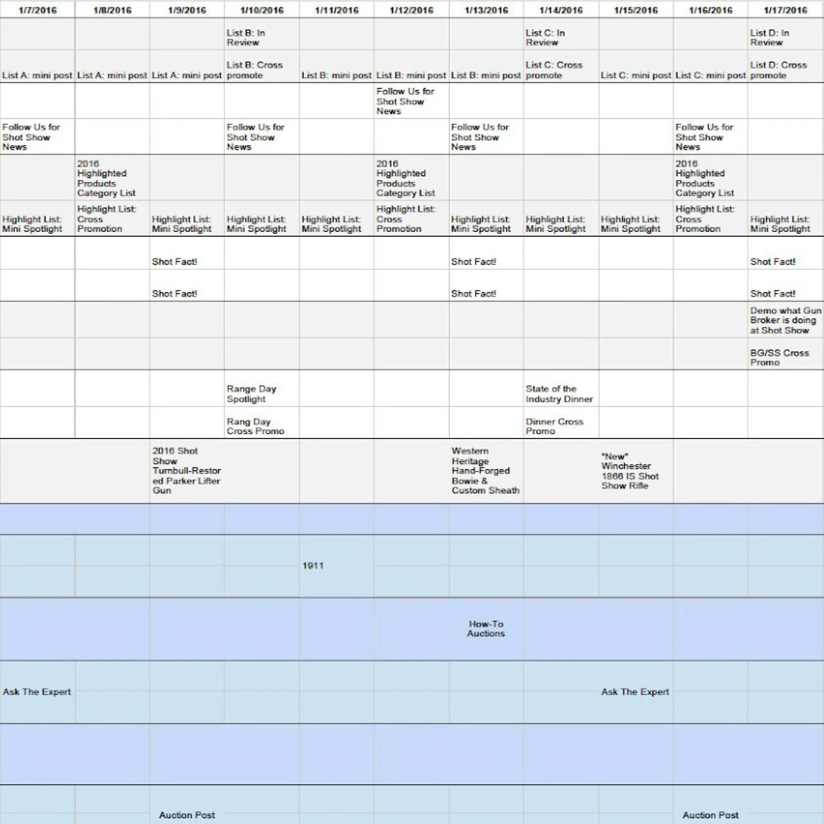 GunBroker.com Social Content Calendar