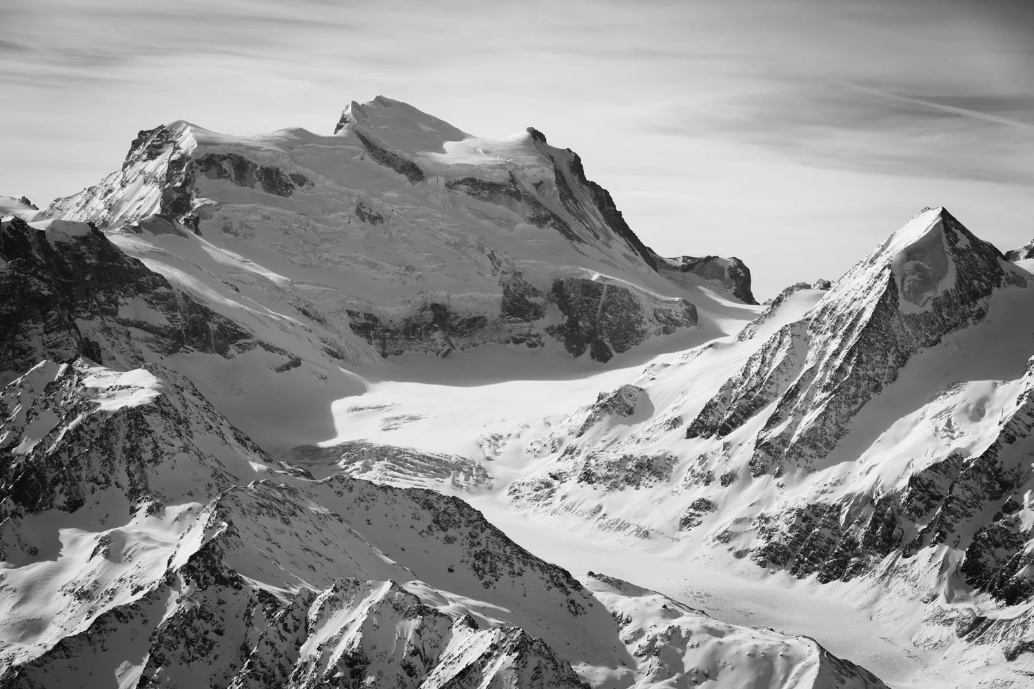 The Grand Combin - B & W shown at 60 x 40cm (Standard 3:2) in a living room