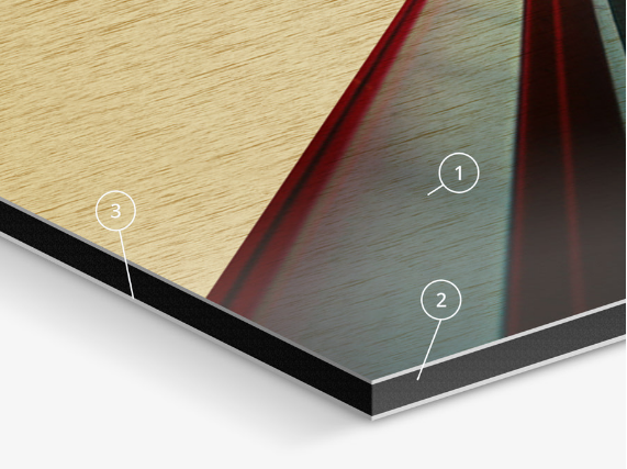 Brushed and printed Aluminium layer Plastic core White platinum Aluminium layer