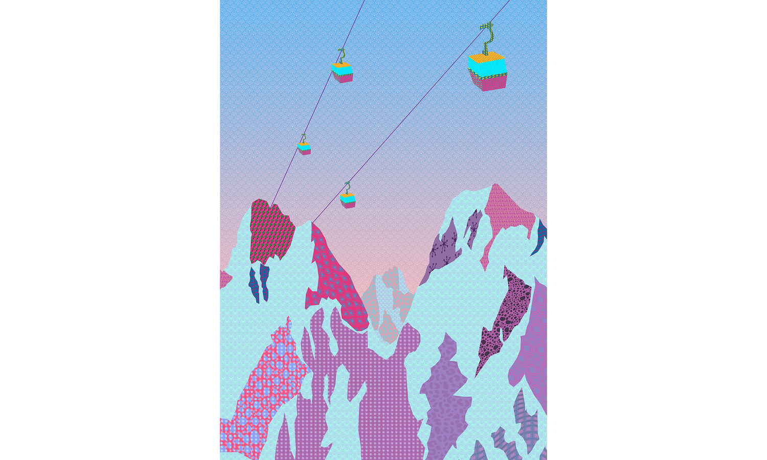 Dream Ski Lift shown at 29.7 x 42cm (A3) in a living room