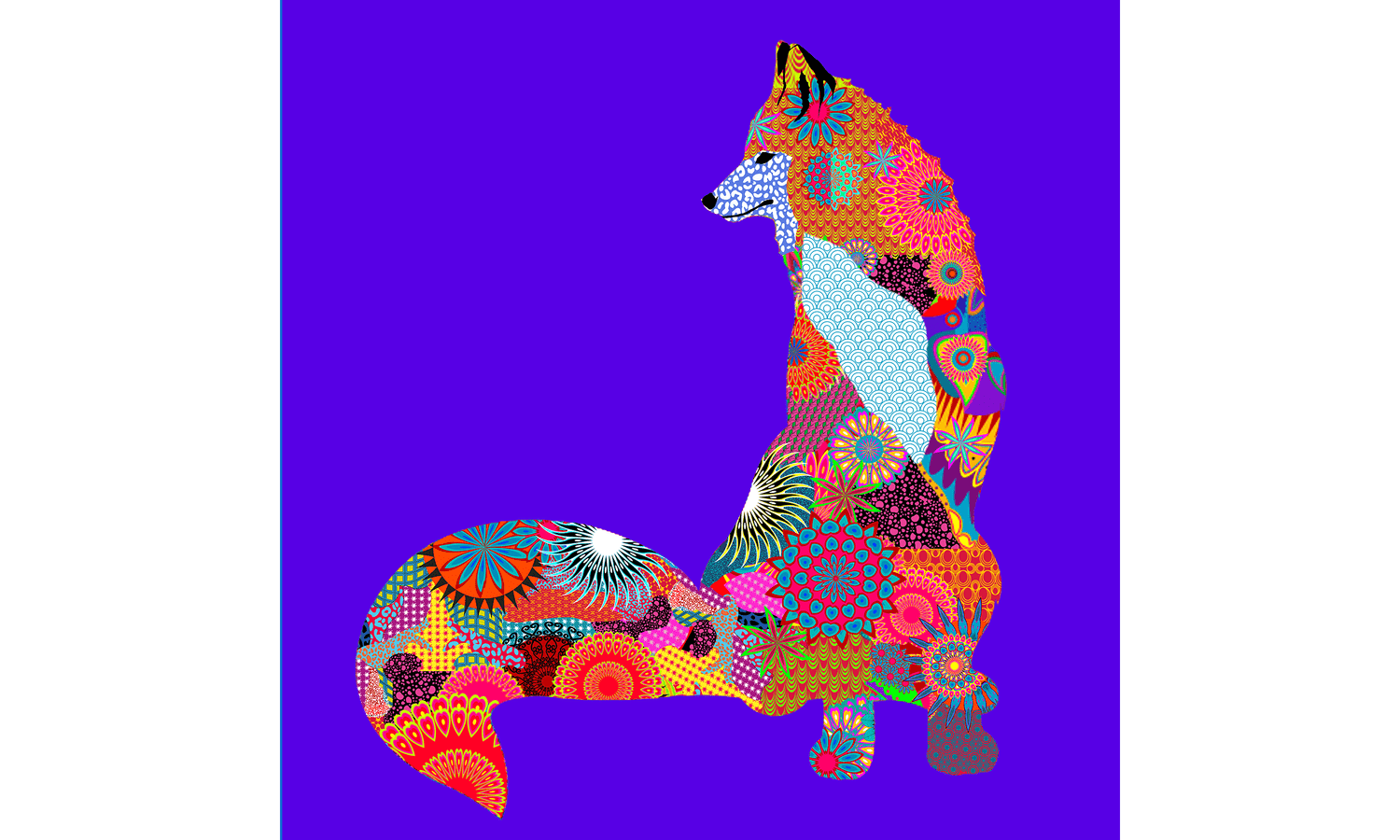 Mountain Fox shown at 40 x 40cm in a living room