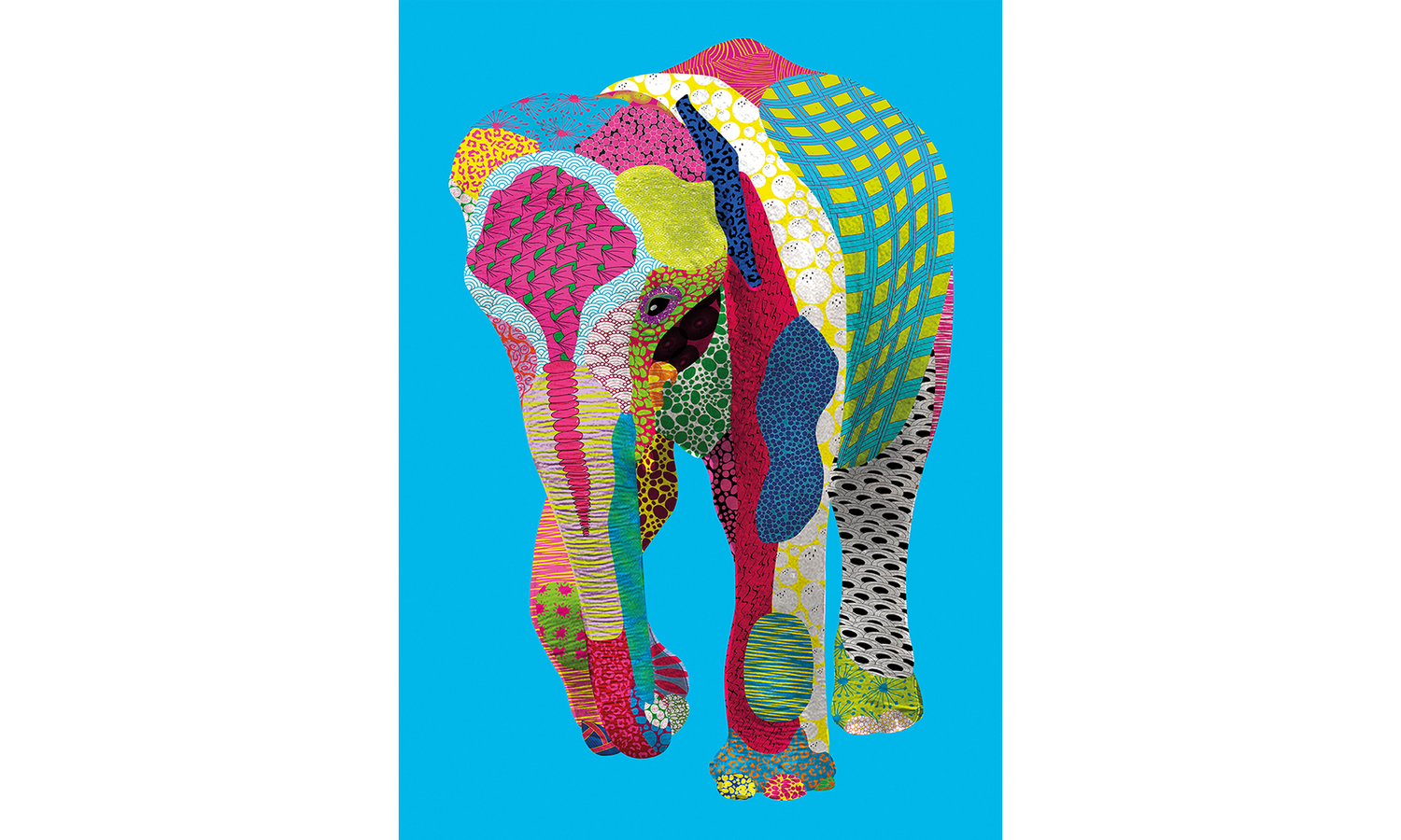 Baby Elephant shown at 29.7 x 42cm (A3) in a living room