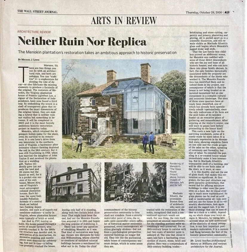 Wall Street Journal Features Menokin!