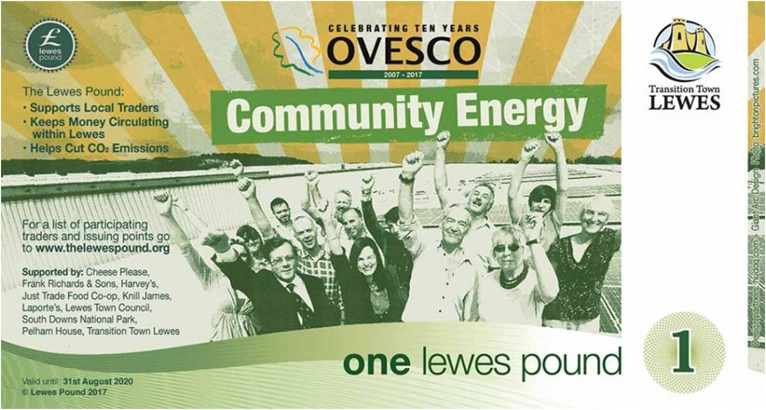 Latest addition of the Lewes Pounds celebrating Ovesco's 10th Birthday