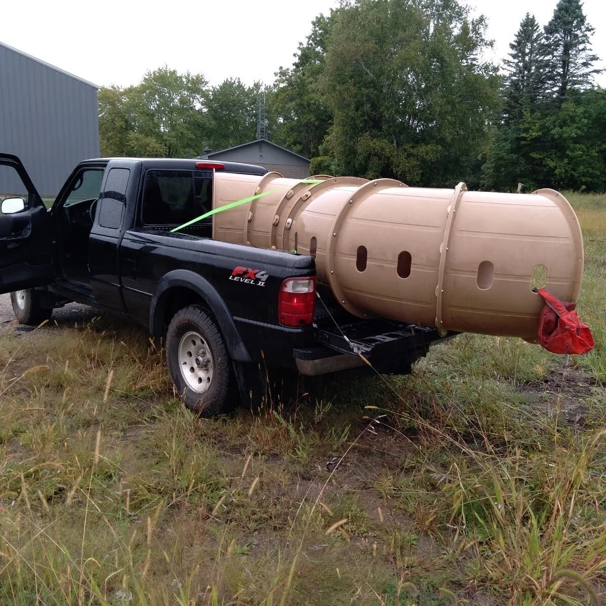 This is farming? This is farming! Our pal Tyler brought us a new piece for our goat playground. Should go with the truck topper pretty well. #kidswillbekids #wideload #actionshotstocome