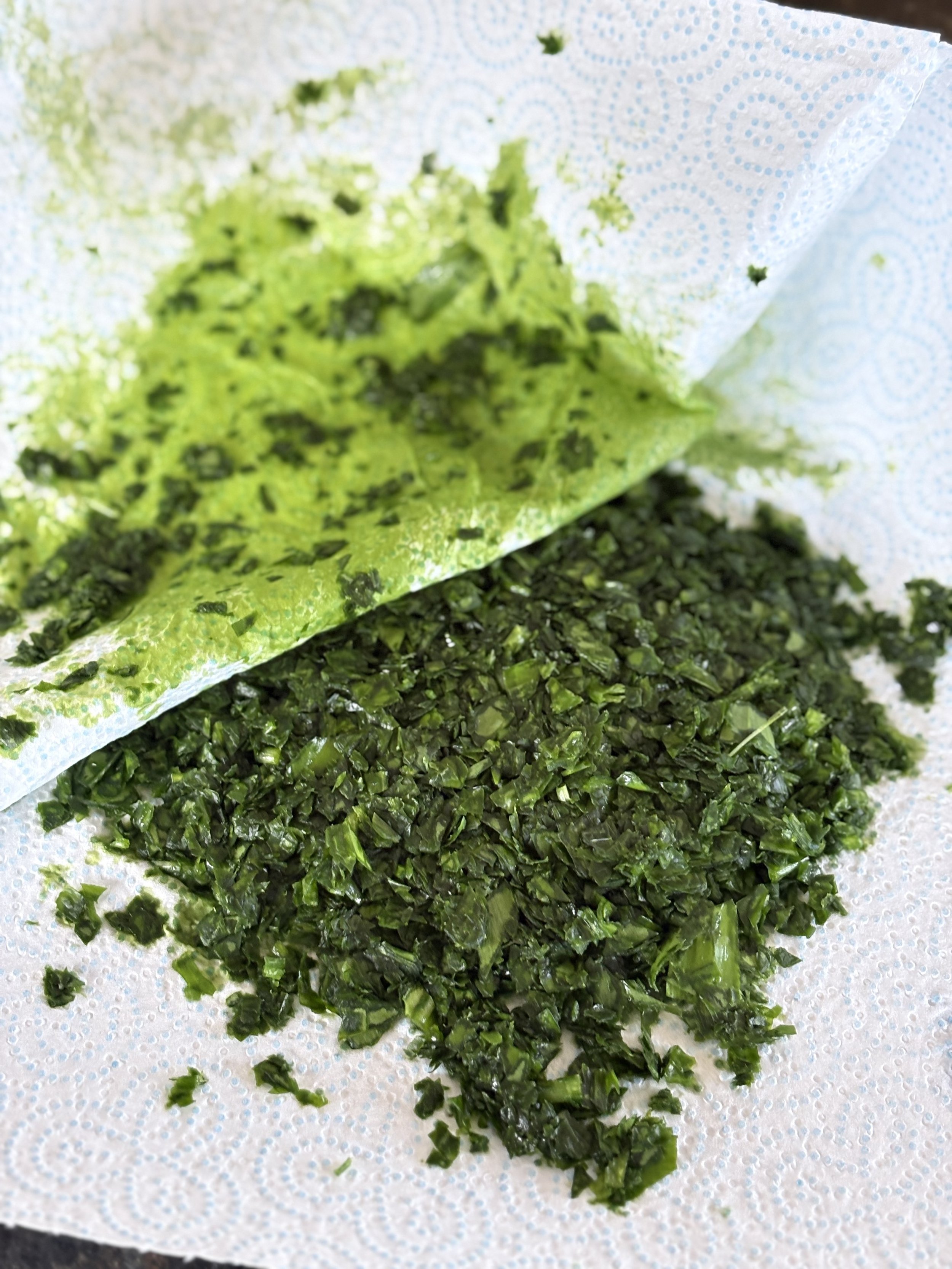 Pat dry the chopped Wild Garlic