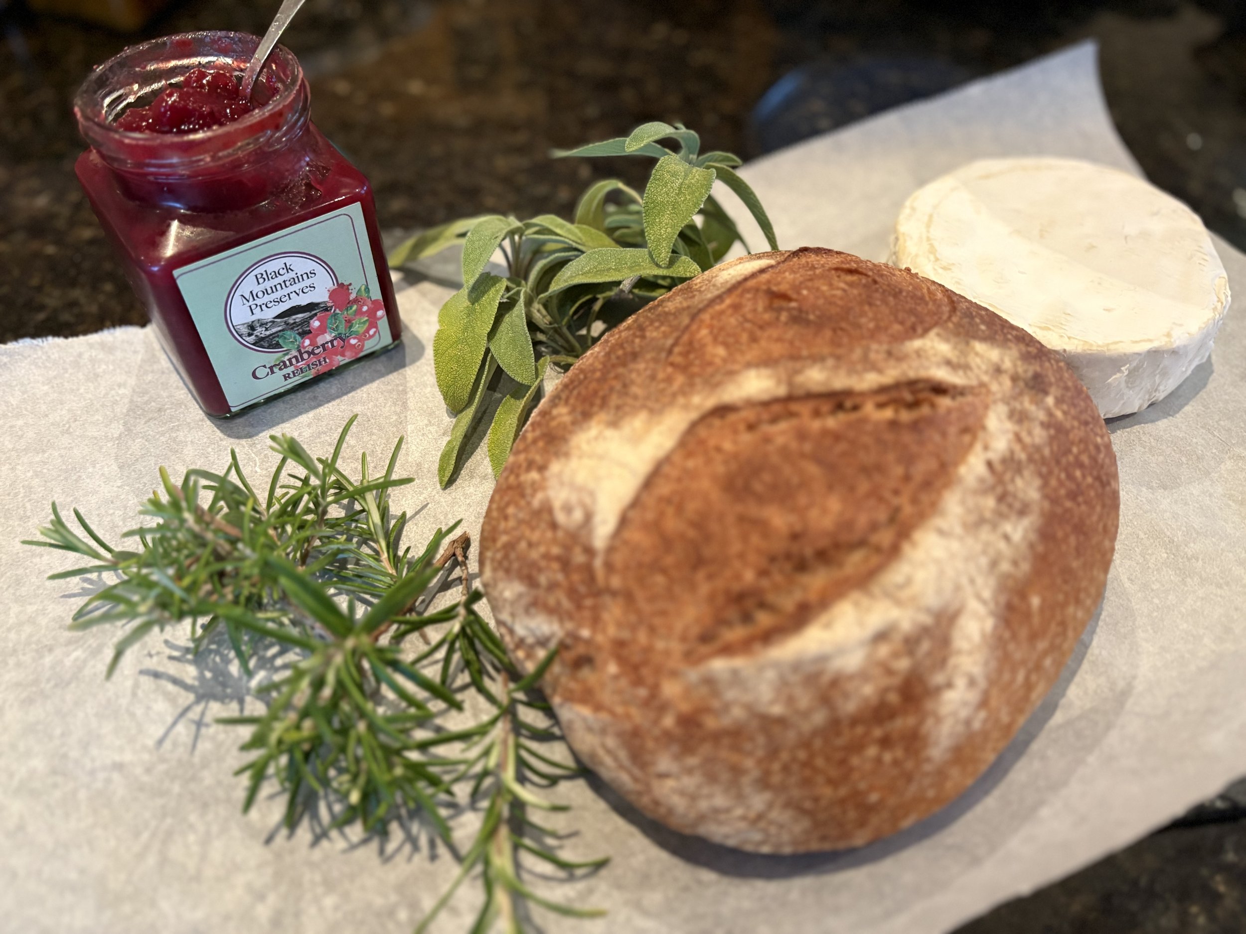 Bread, Cheese, Sage, Cranberry Relish