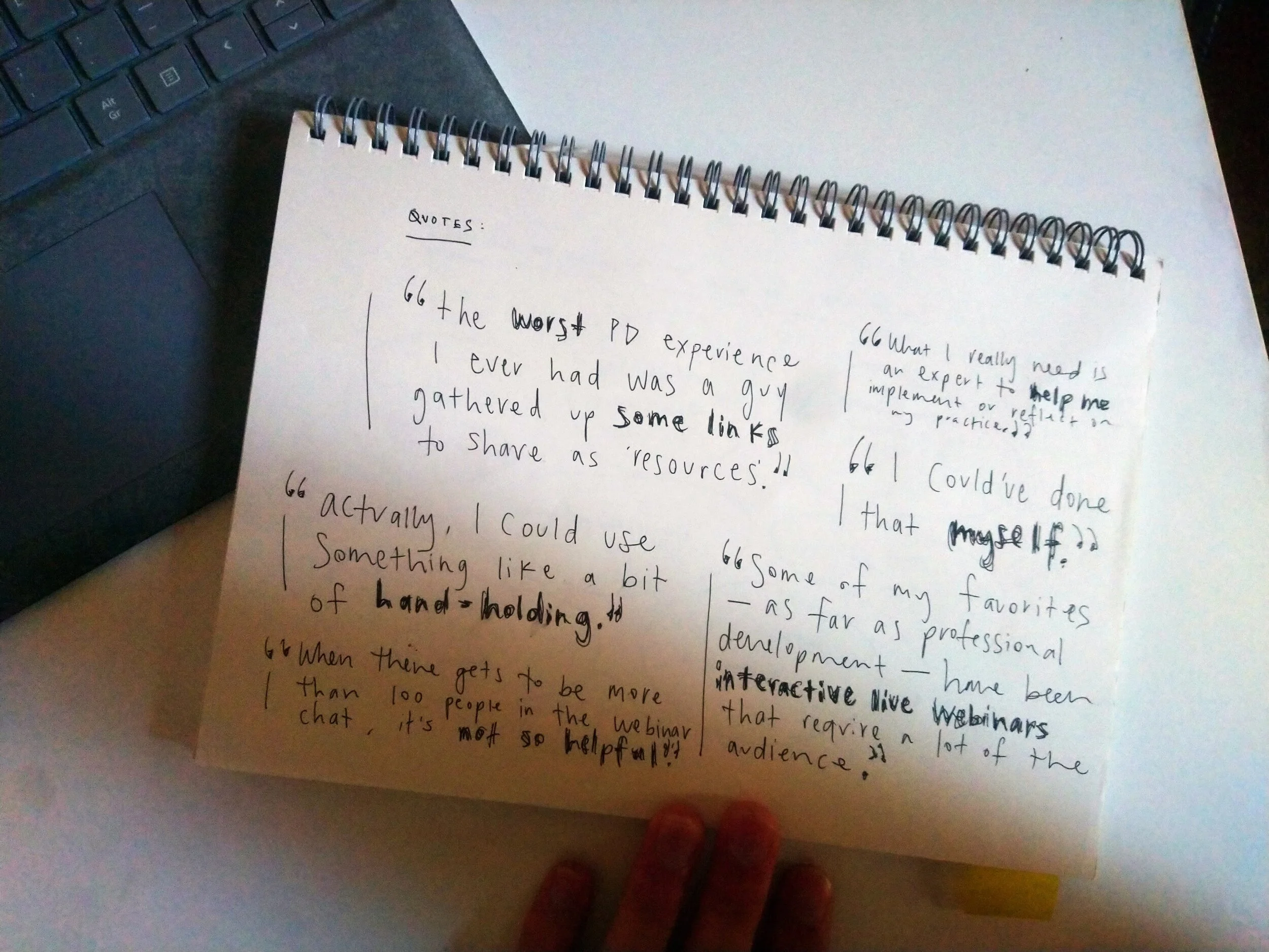 What participants said (Needs)