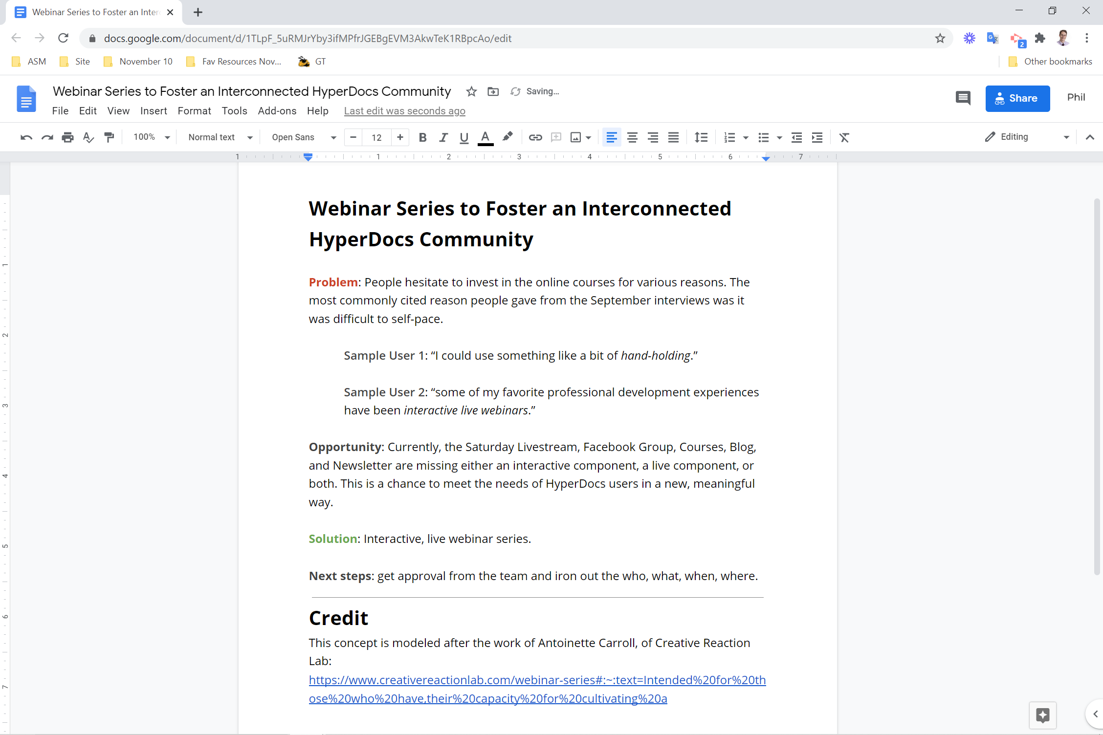 Webinar project brief
