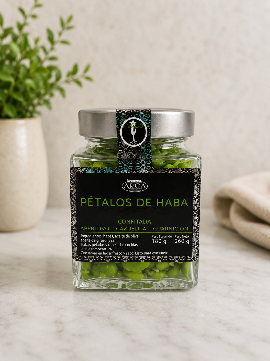 Pétalo de haba conserva