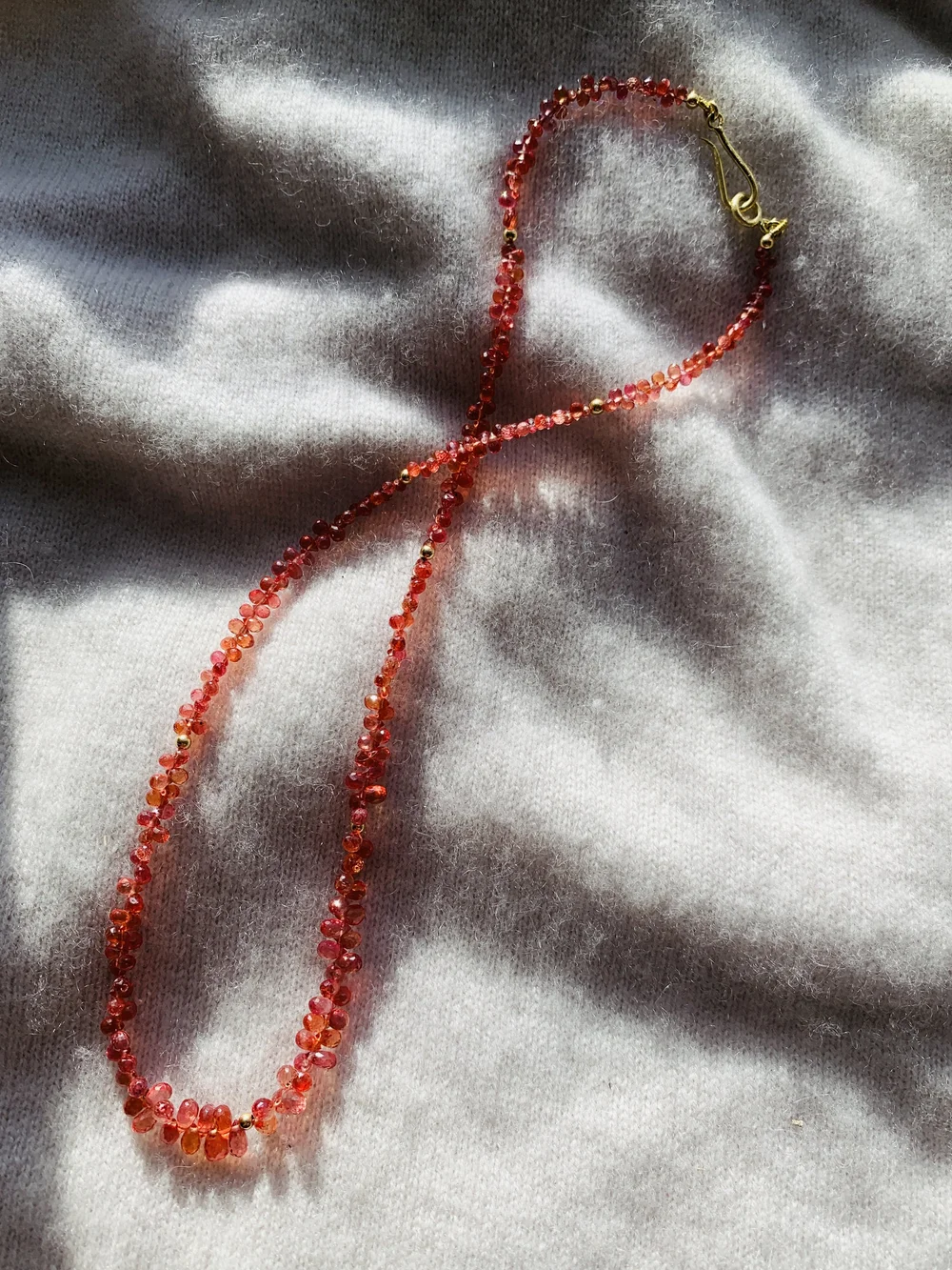 Burnt Orange Sapphire and Gold Necklace — Veronica Roden Jewellery