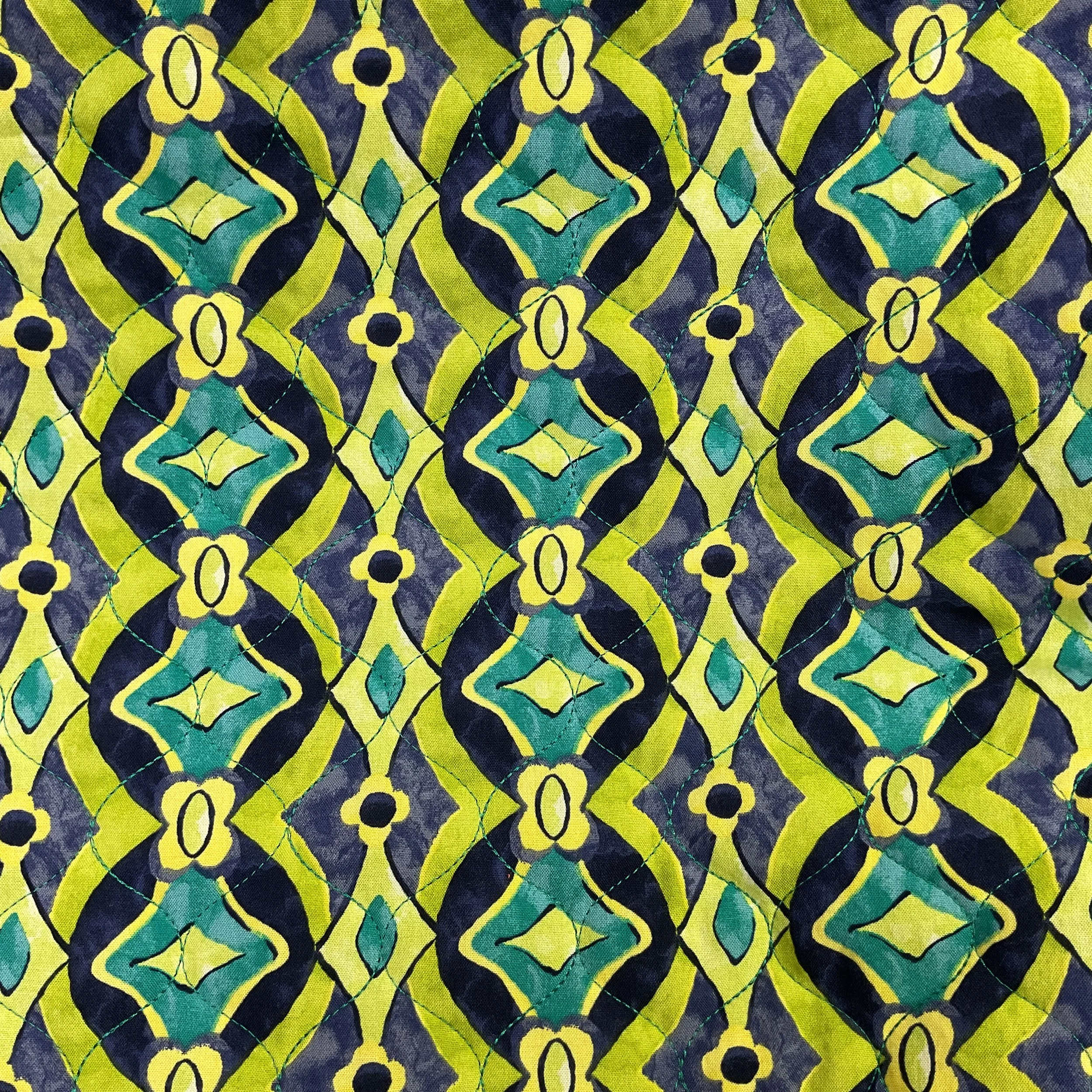 Green/Blue Ikat Printed Reversible Quilted Viscose