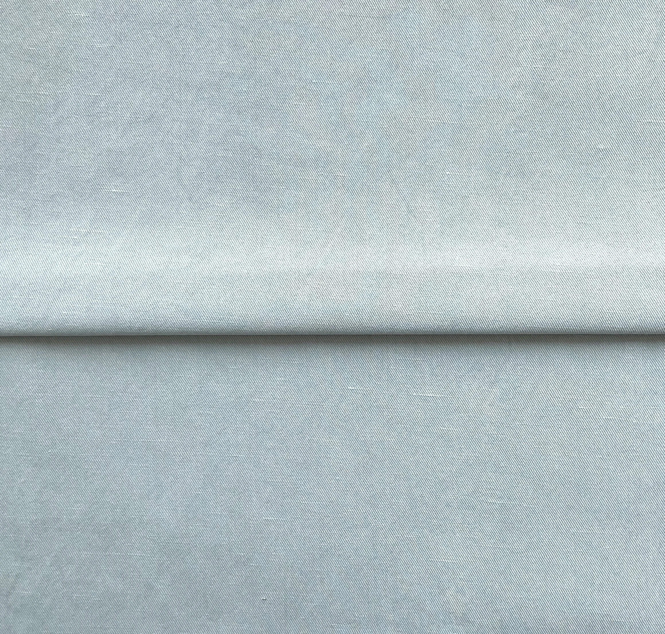 End of Roll Pale Greyish Blue Linen/ Cotton Blend 5.5m