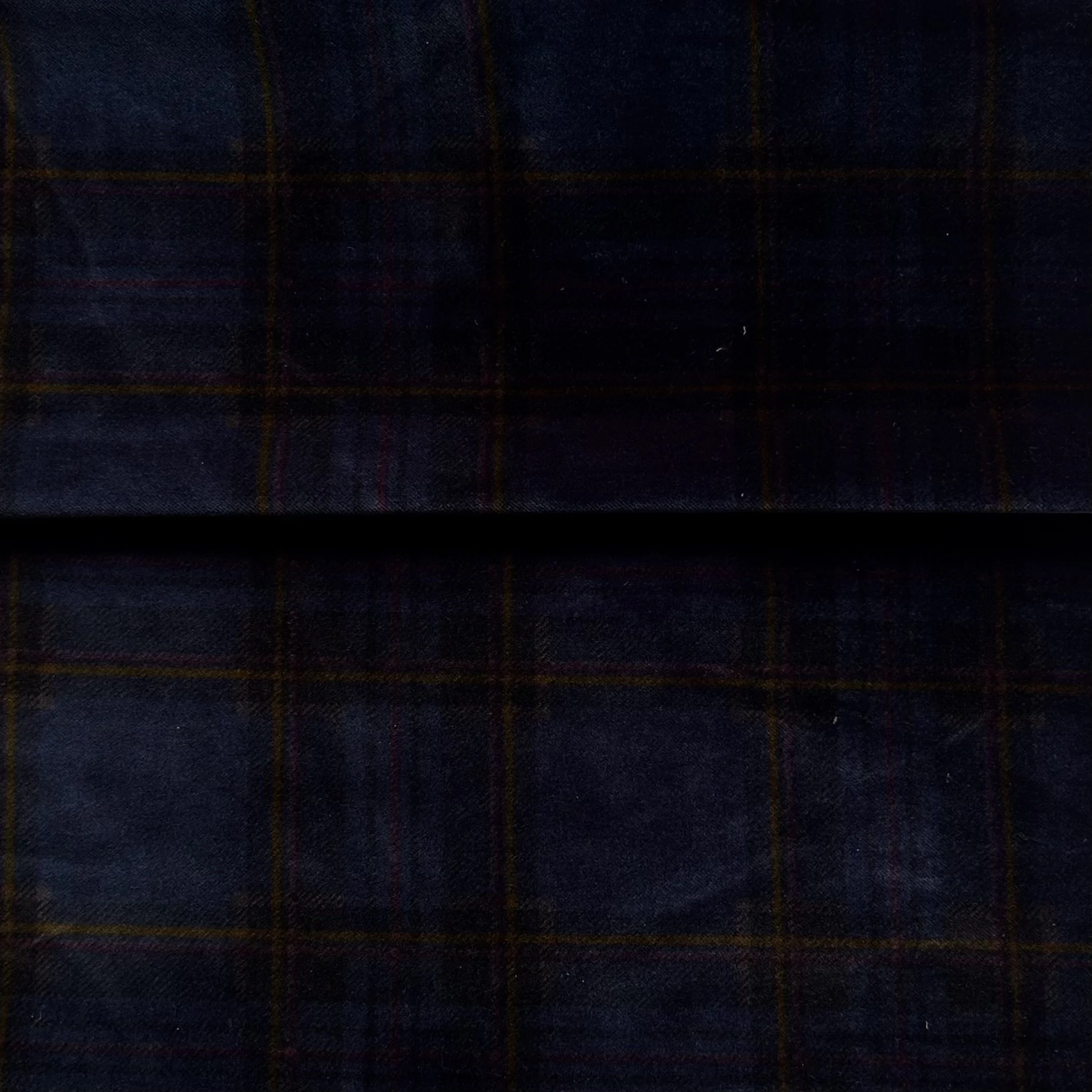 Dark Navy Shadow Tartan Cotton Velvet
