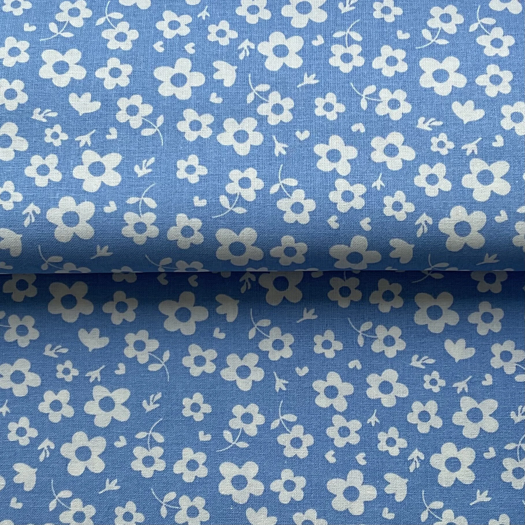 Light Blue Daisy Printed Cotton