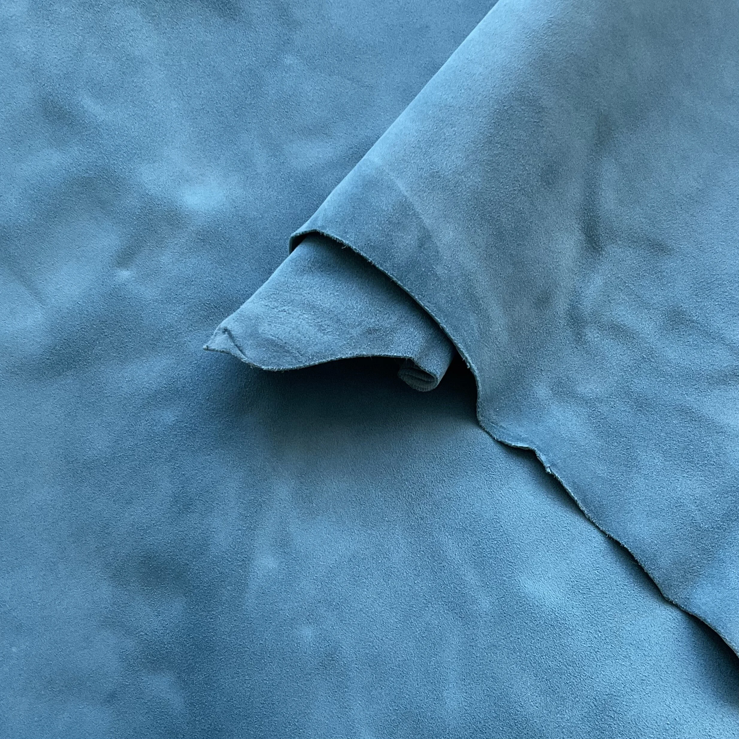 Blue Nubuck Nappa Italian Leather Hide