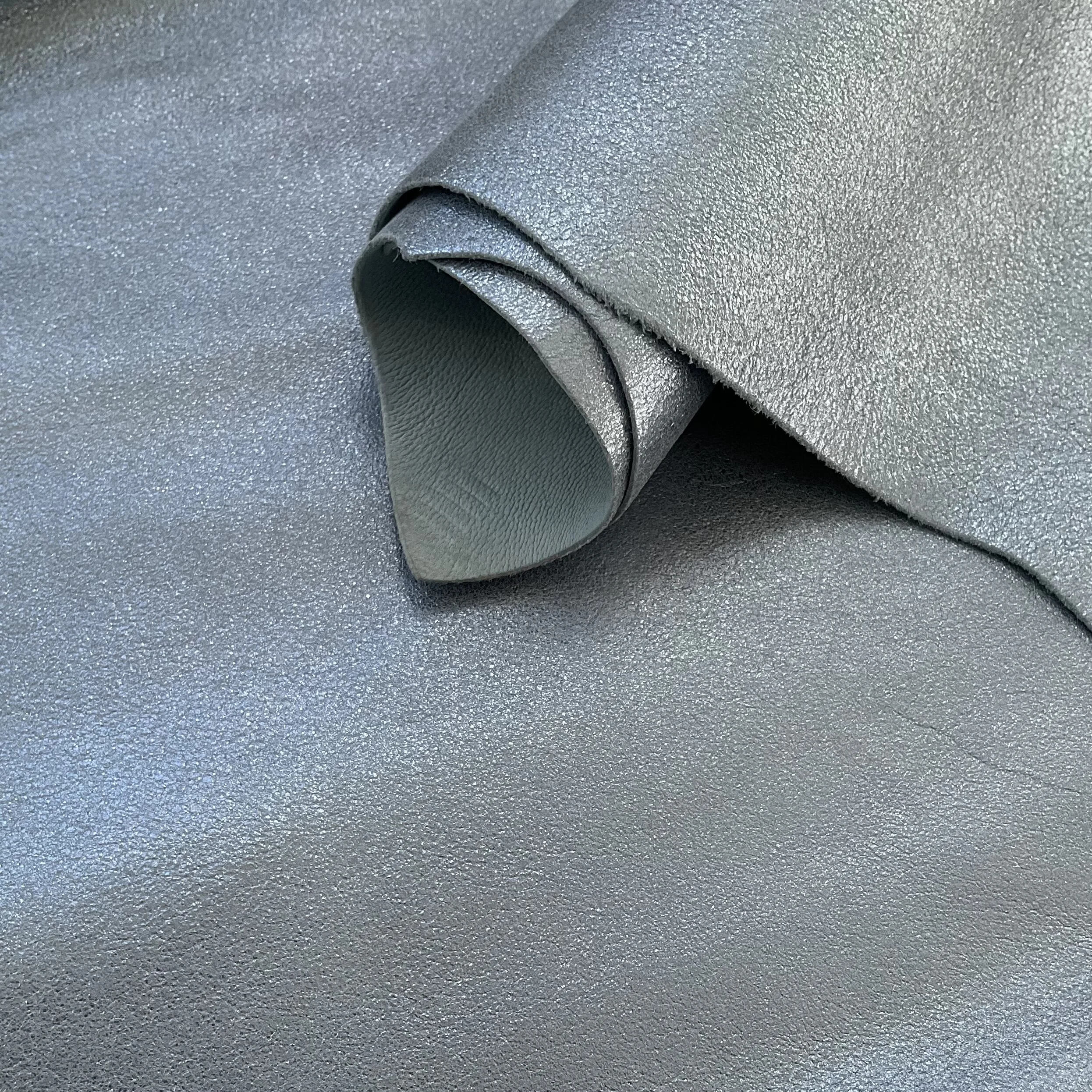 Sky blue metallic Nappa Italian Leather Hide