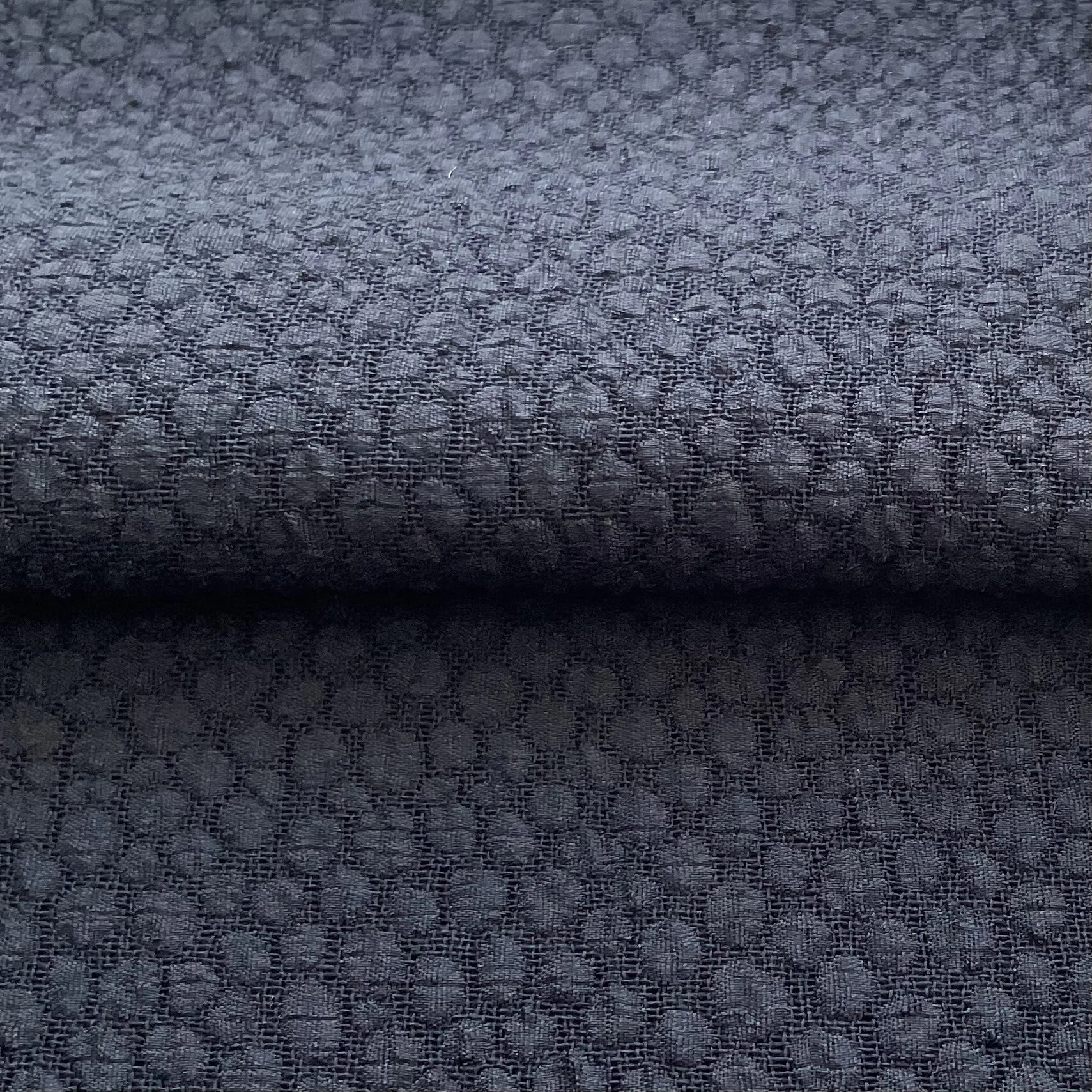 Navy Bubble Textured Cloque