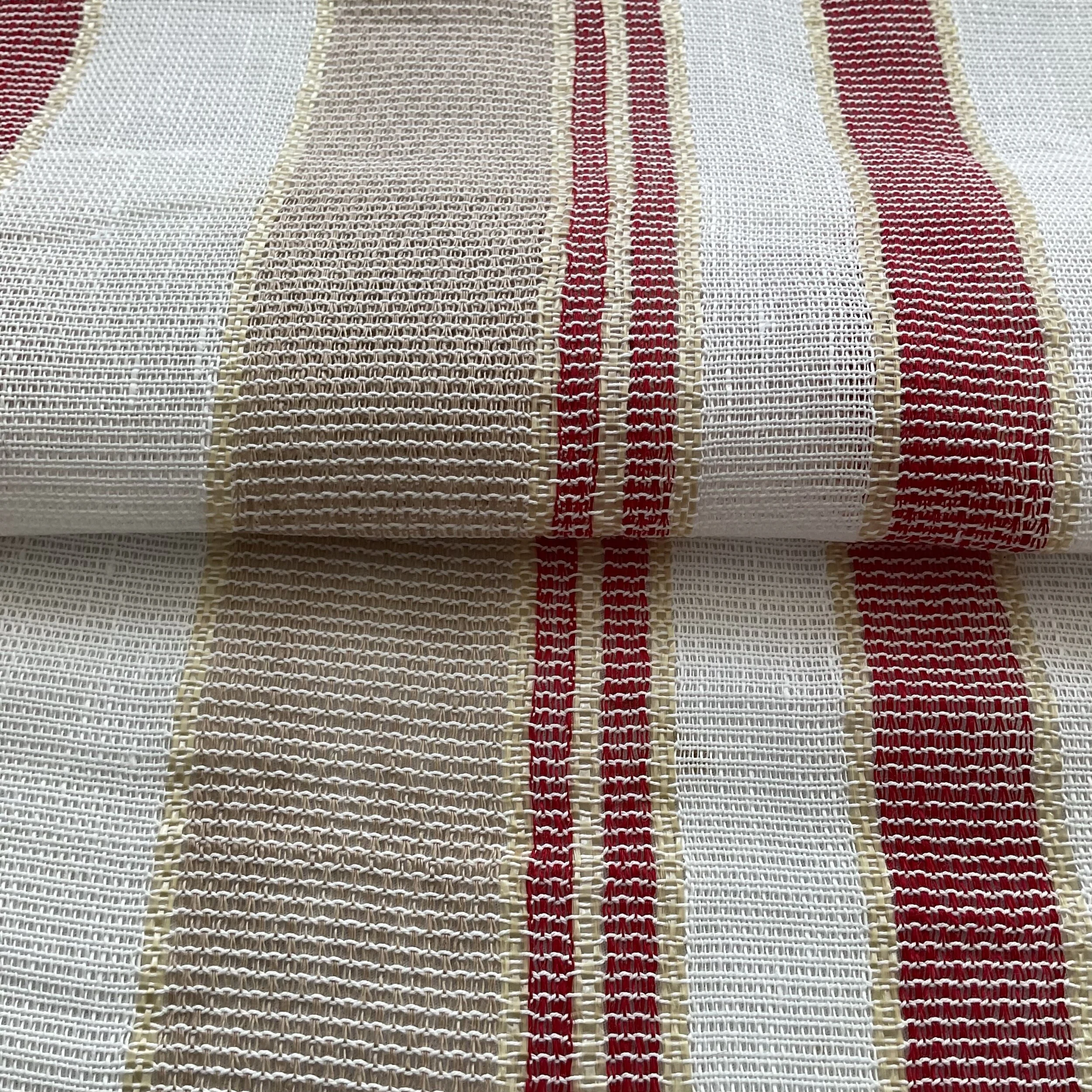 Gold/Crimson Stripe Lightweight Cotton Raffia Blend