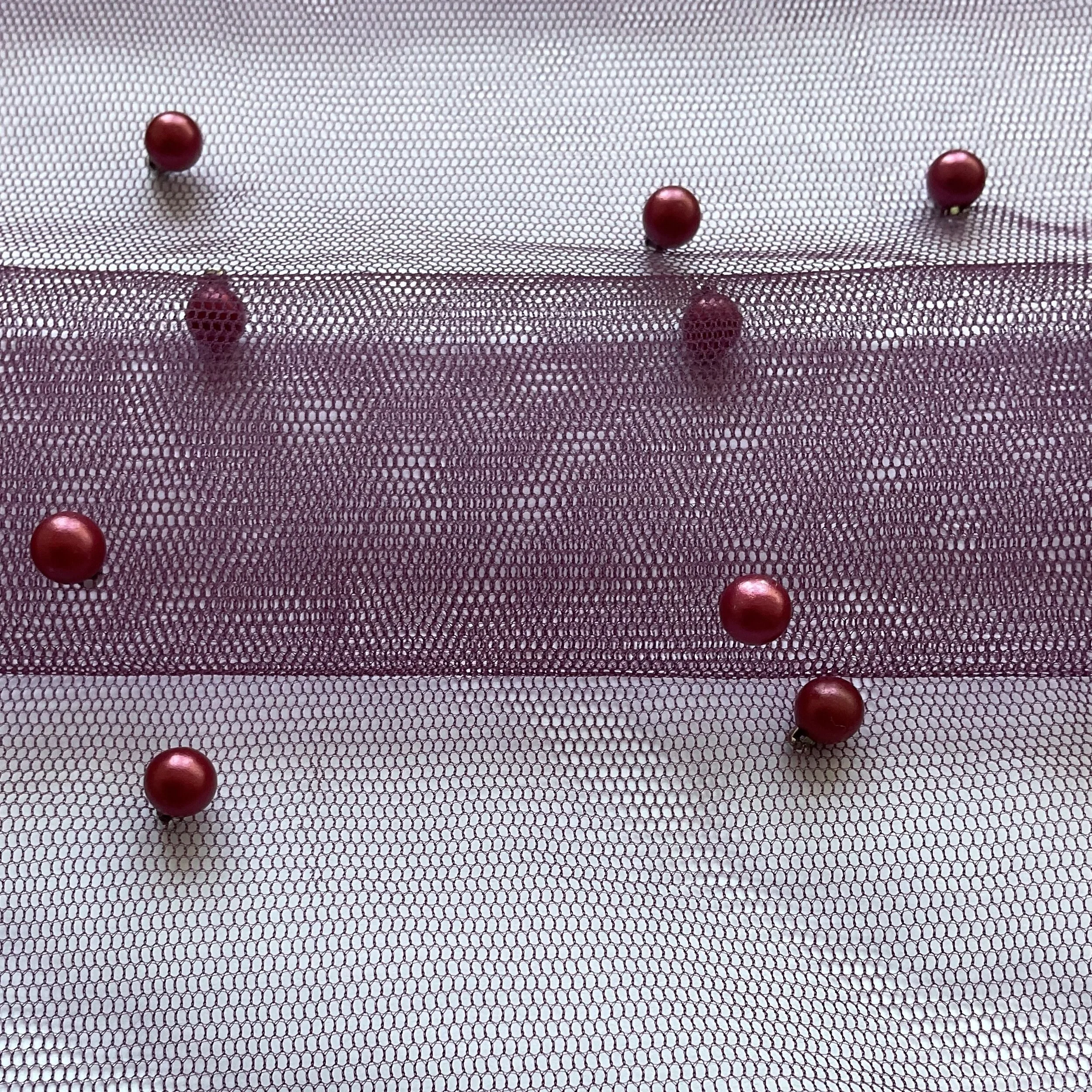 Aubergine Beaded Soft Tulle
