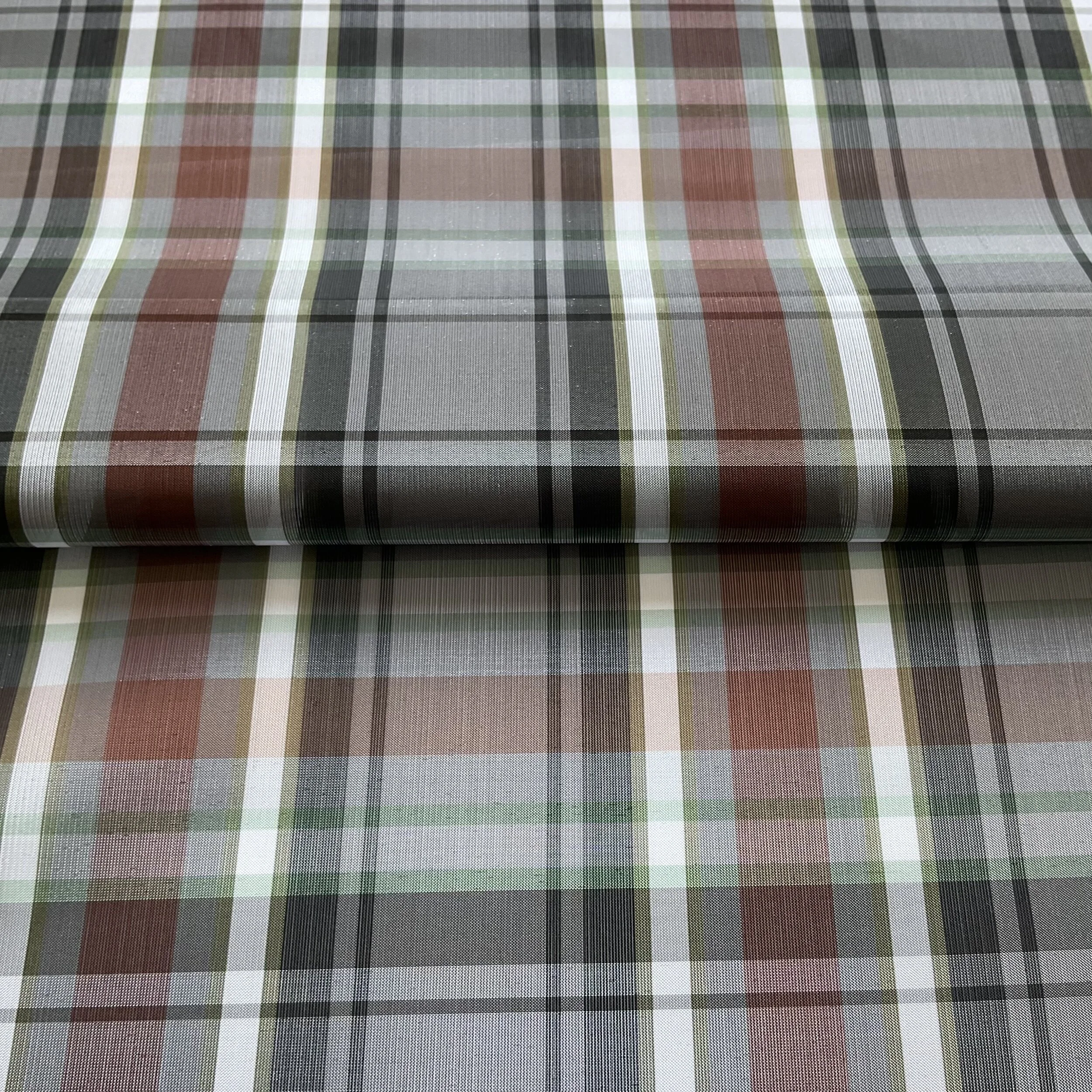 Grey Multi Tartan Plaid Check Nylon Organza