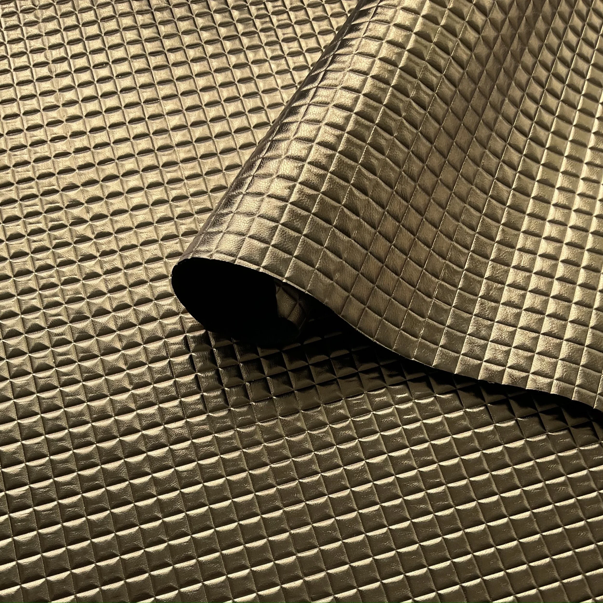 Gold Square Embossed Nappa Italian Leather Hide
