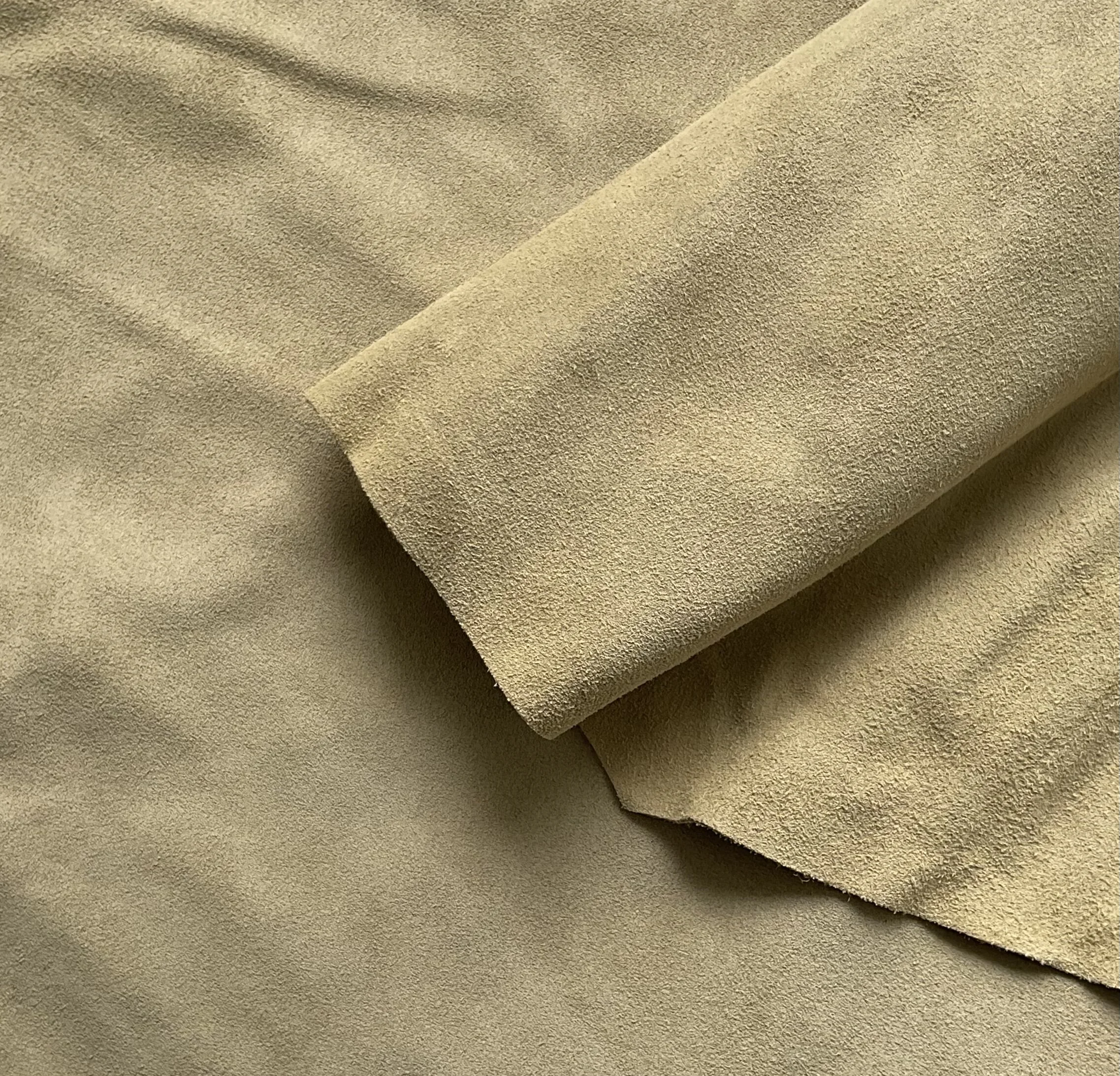 Beige Suede Italian Leather Hide