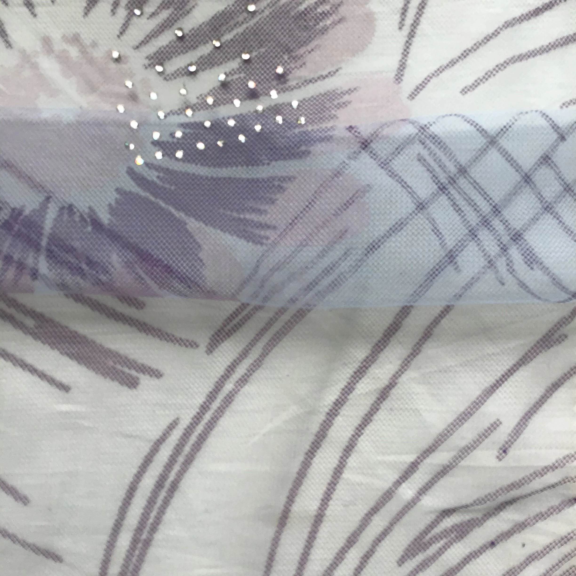 Purple Floral Diamantè Soft Tulle