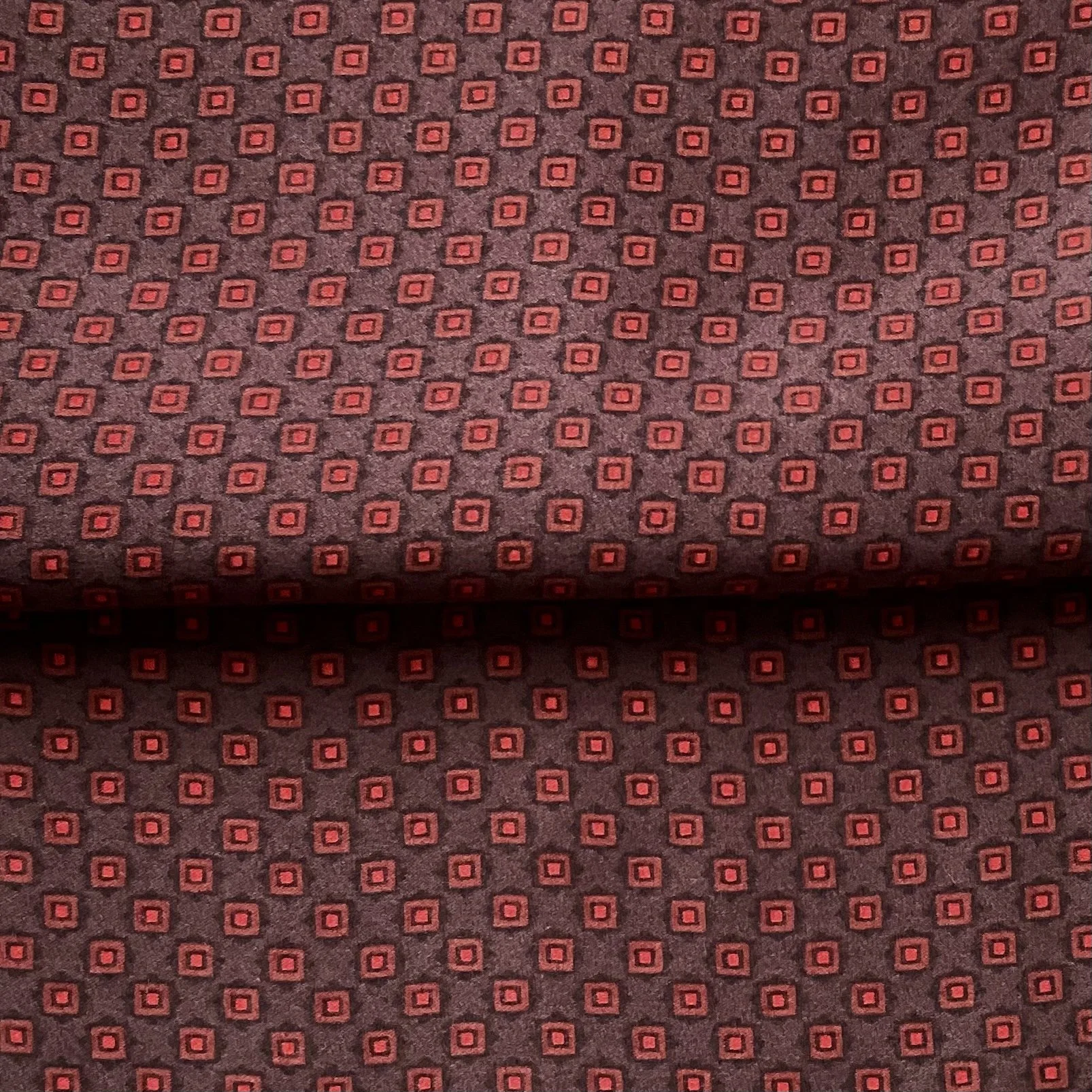 Burgundy Geometric Printed Crepe De Chine