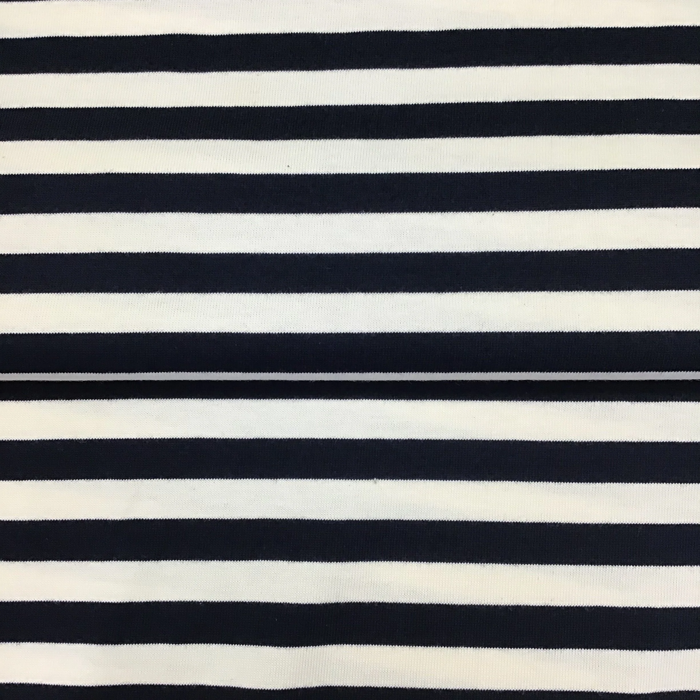 Navy And White Stripy Cotton Jersey