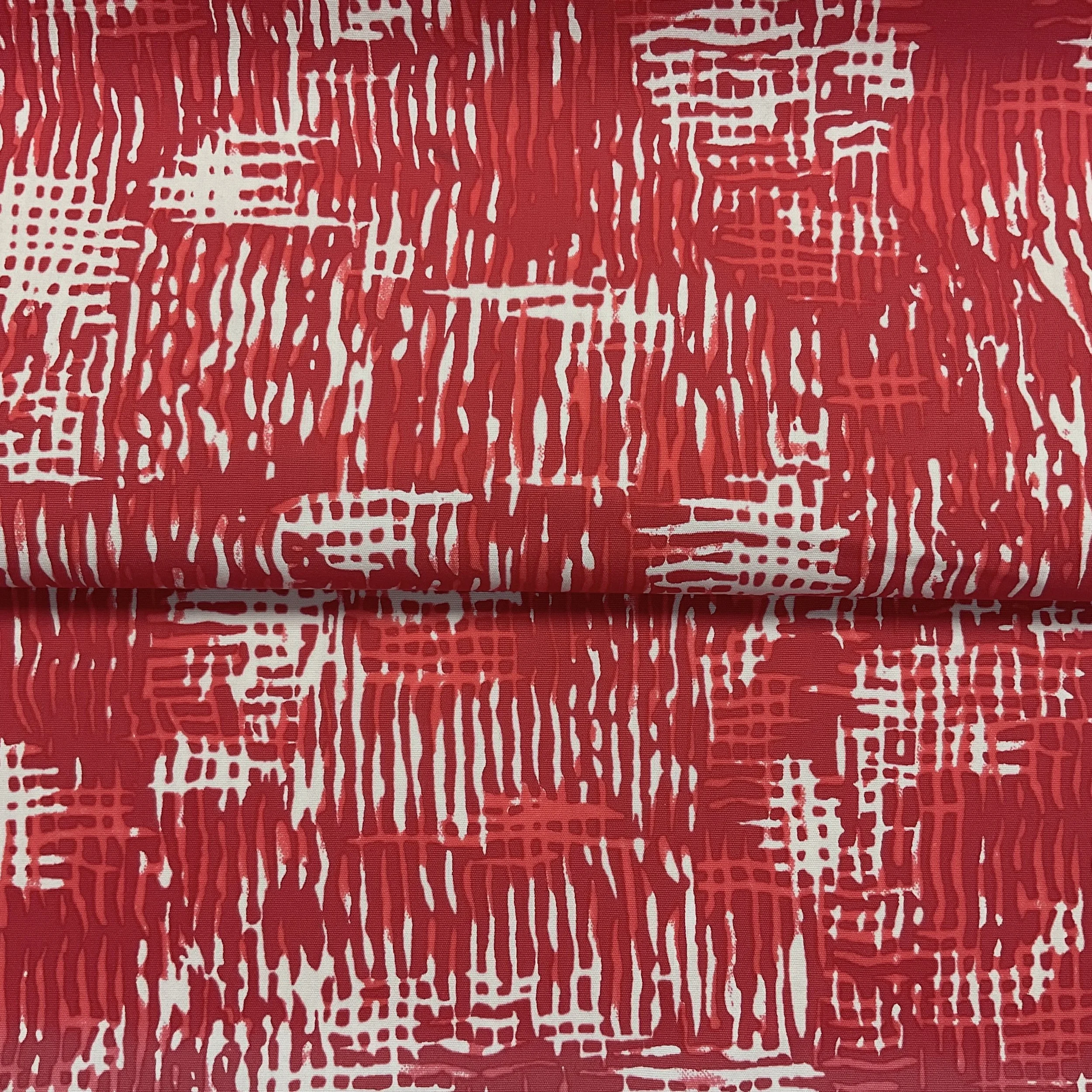 Red Abstract Digital Print Cotton Canvas