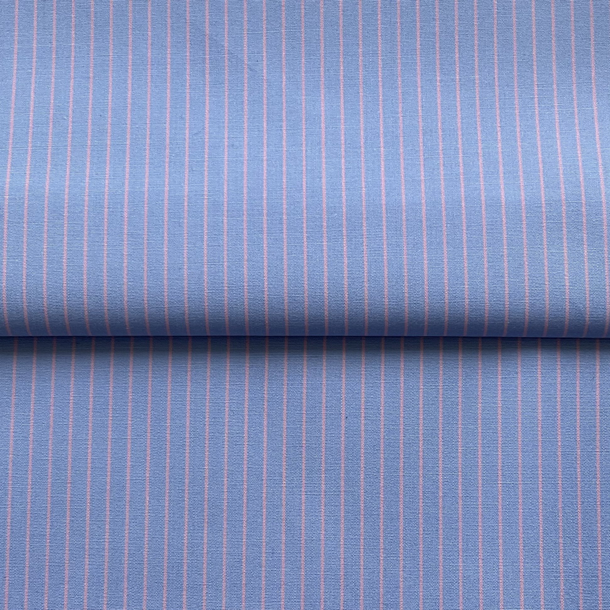 Light Blue/Pink Pinstripe Cotton Shirting