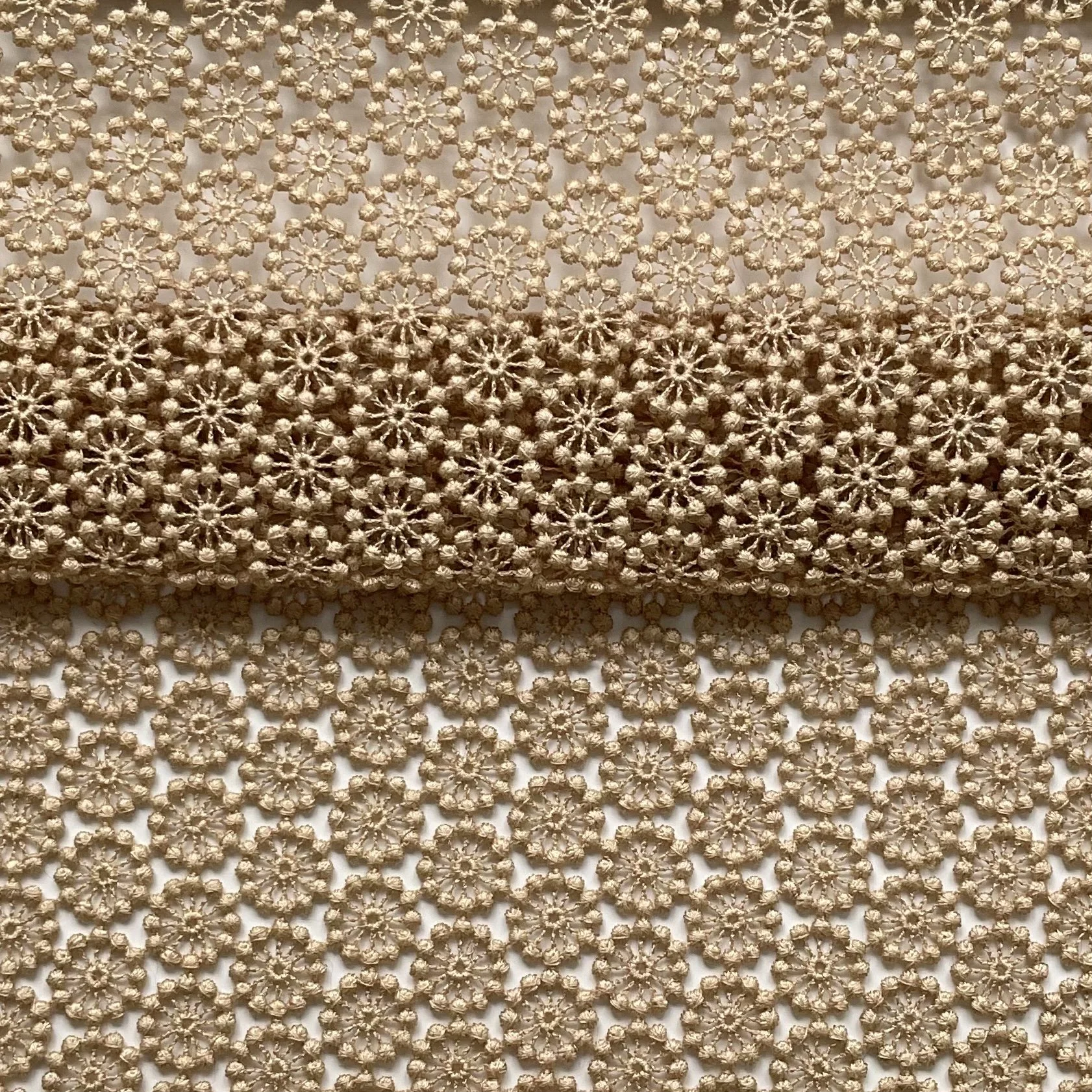 Beige Small Floral Guipure Fabric