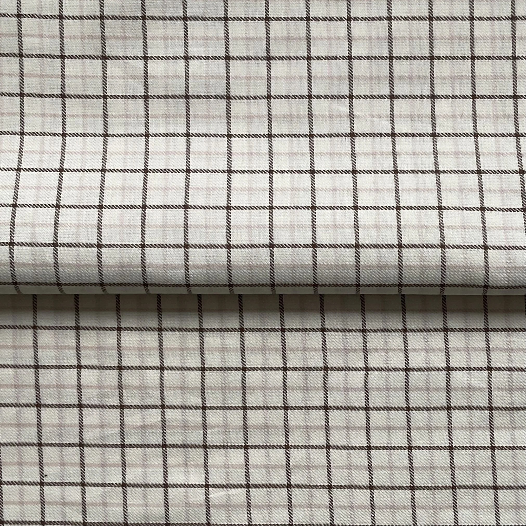 Cream/Pink/Brown Cotton Check Flannel