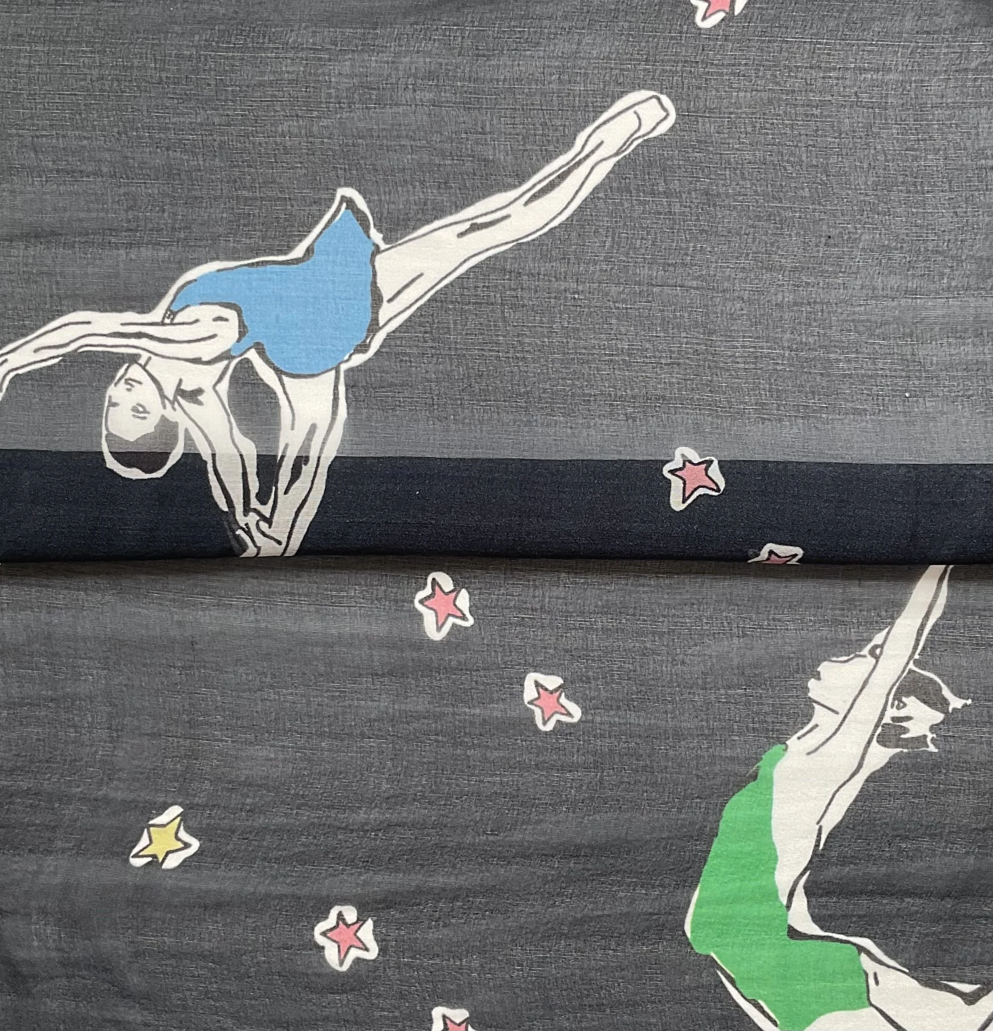 Navy Ballerina Print Lightweight Sheer Silk Chiffon £10/m