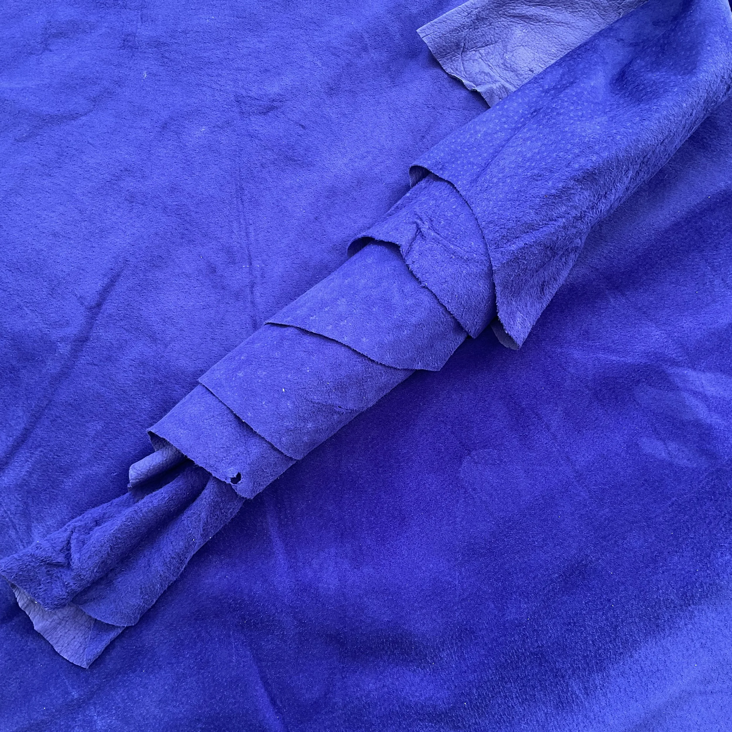 Cobalt Blue Pig Suede Italian Leather Hide