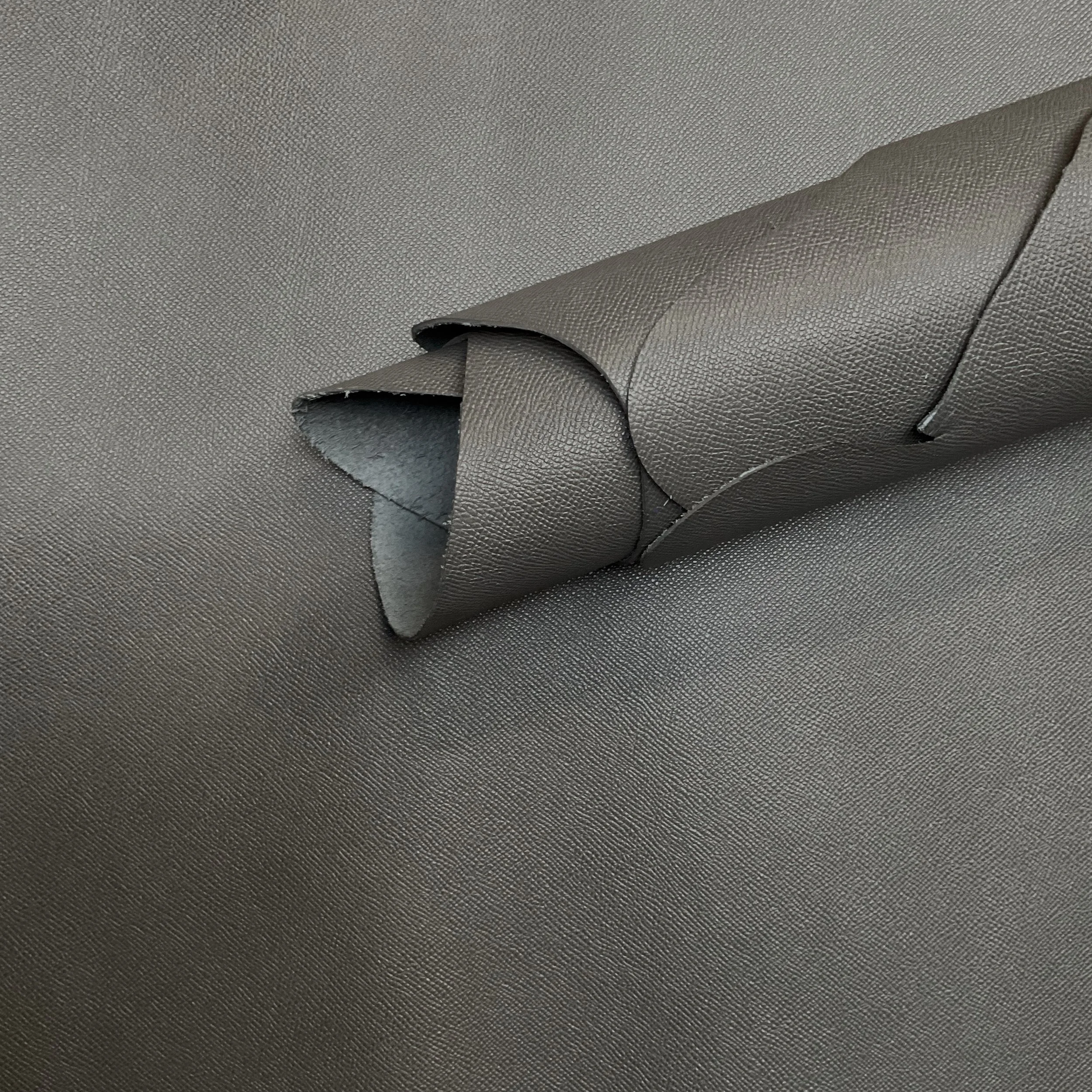 Grey Epsom Textured Italian Leather Hide