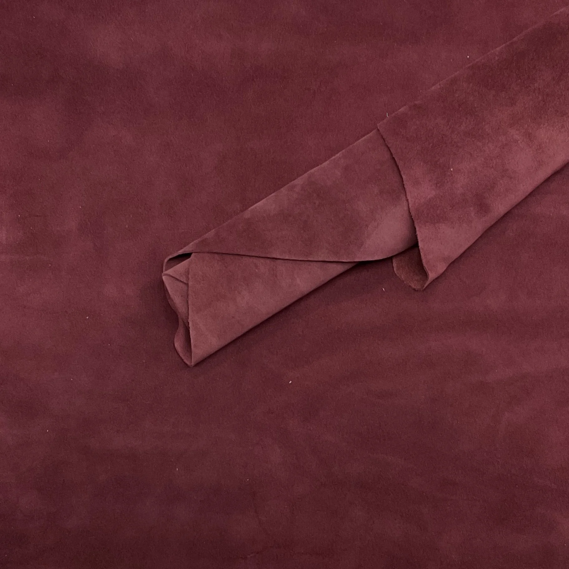 Maroon Suede Italian Leather Hide